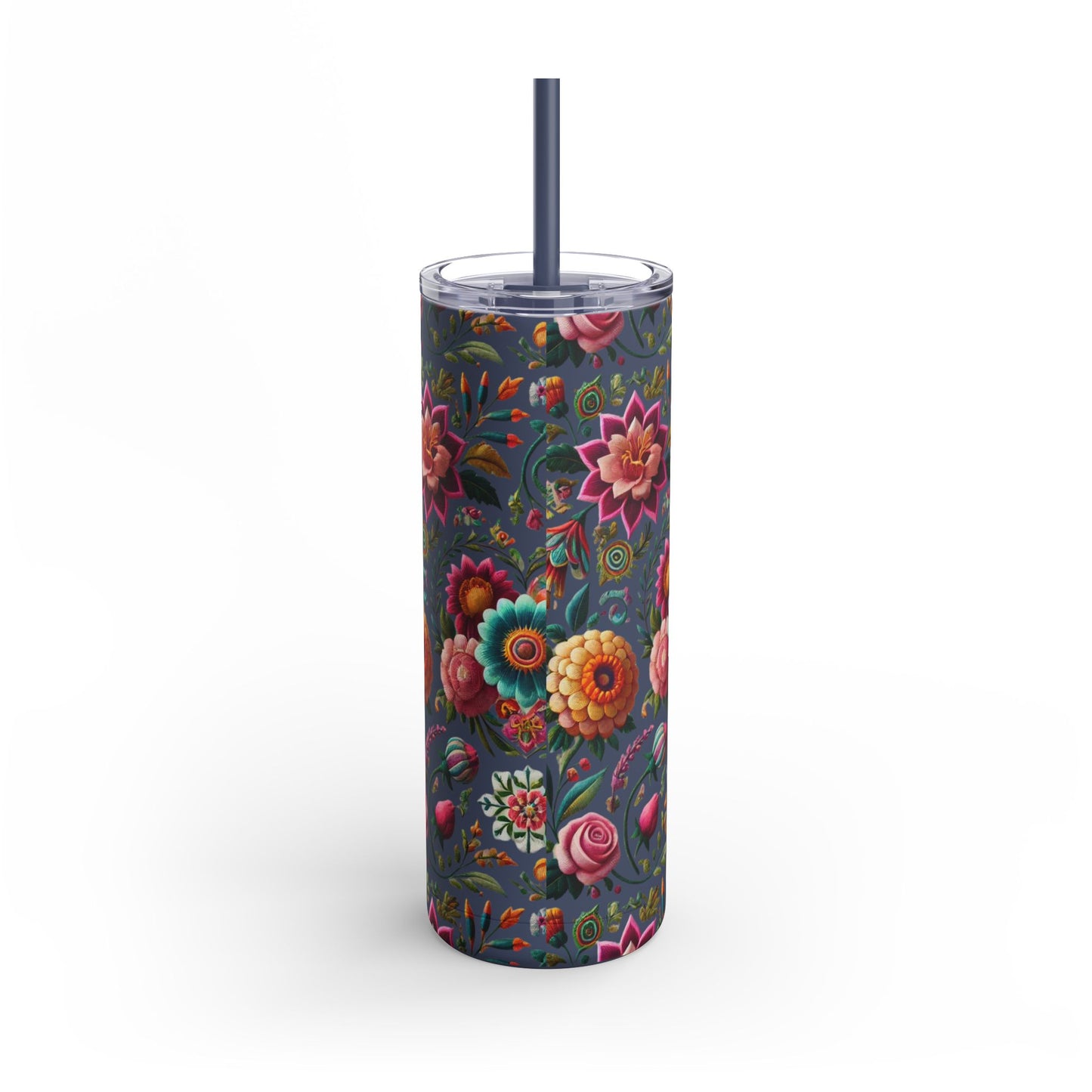 Vibrant Blooms ๐ธ Embroidered-Style Skinny Tumbler (20oz)