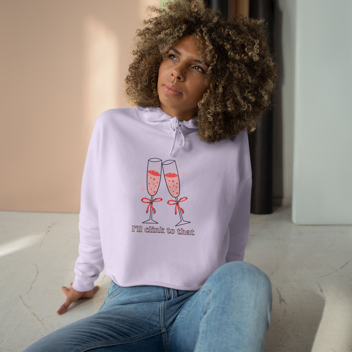 I’ll Clink to That! 🥂 Chic Cropped Hoodie