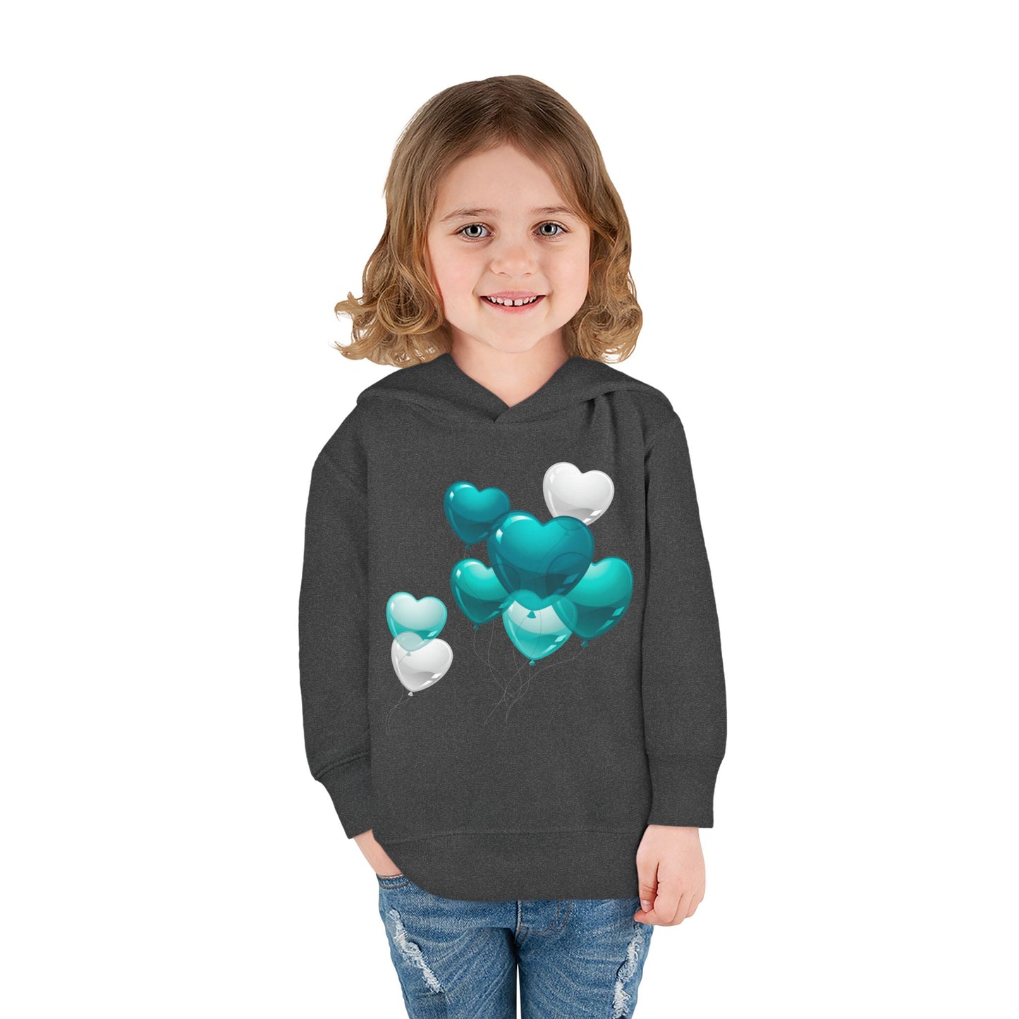 "Heartful Teal Balloons" Toddler Hoodie