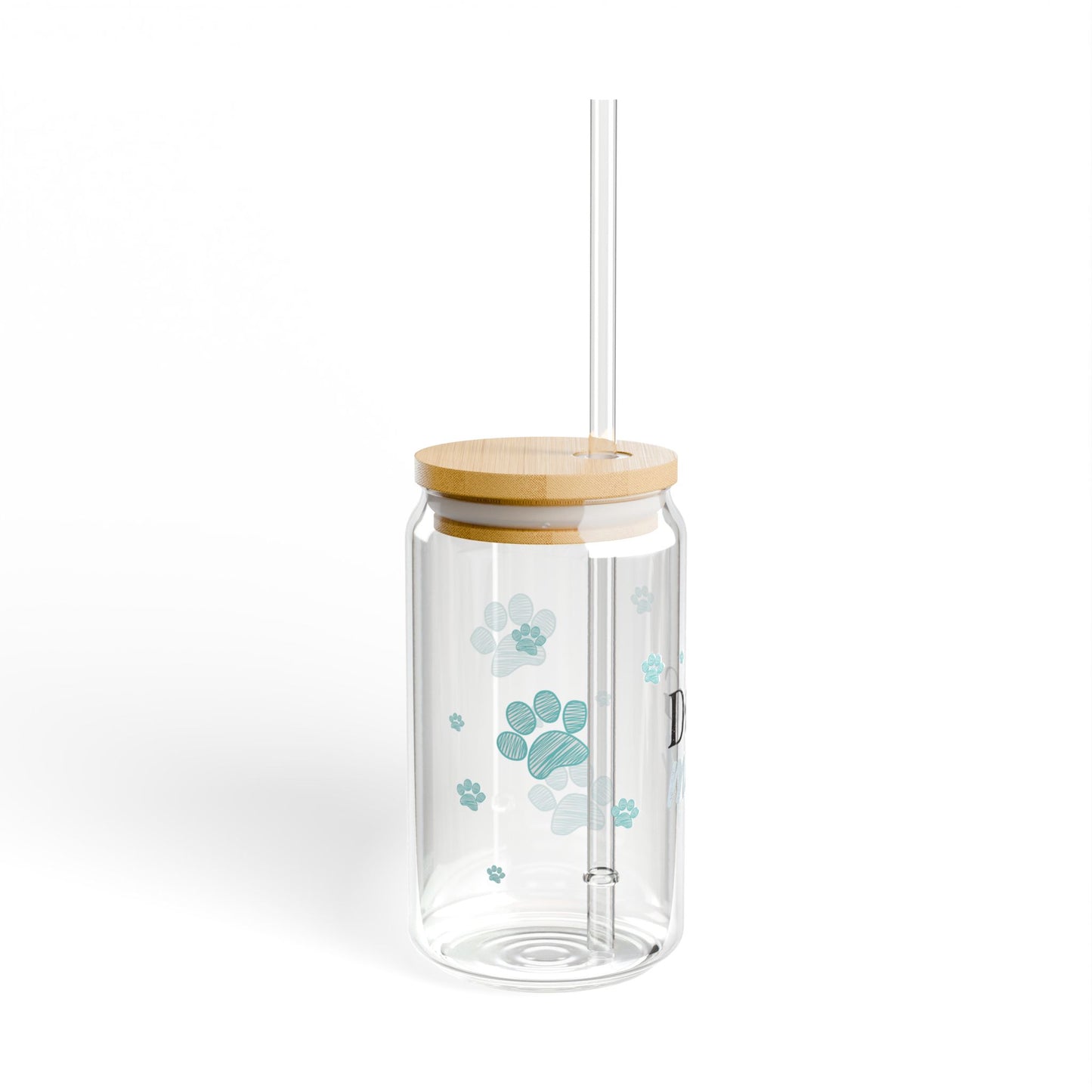 "Dog Mom" Glass Sipper with Bamboo Lid (16oz)