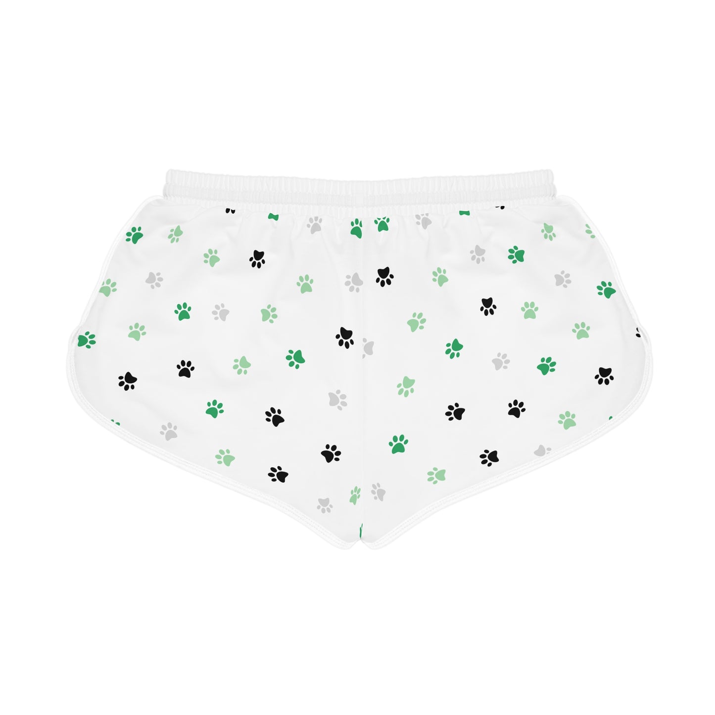 Pawfectly Lucky Relaxed Shorts – Green, Black & White Paw Print
