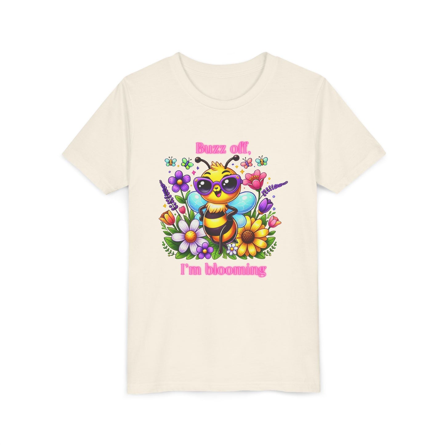 Buzz Off, I’m Blooming–Youth Short Sleeve Tee