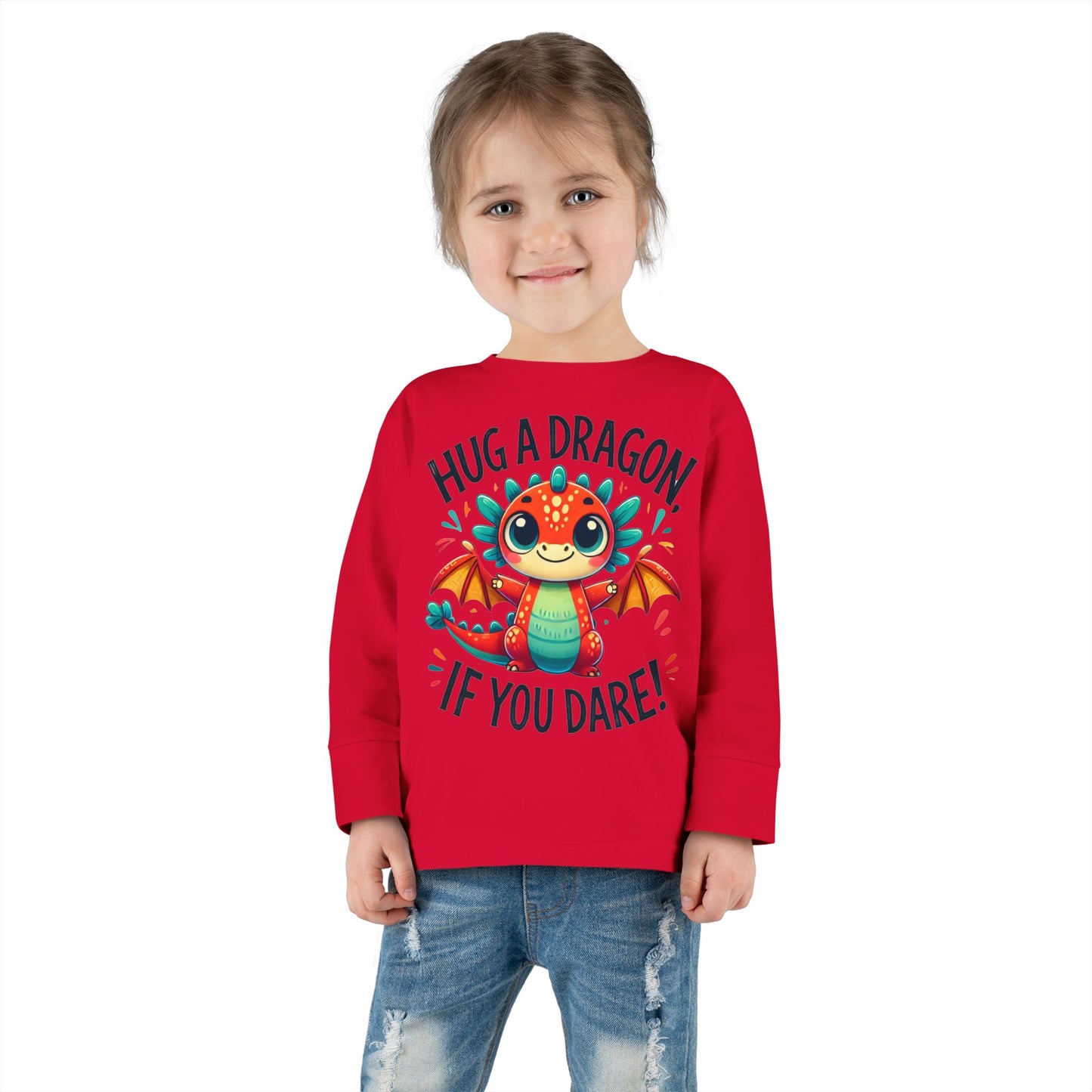 Hug a Dragon… If You Dare! 🐉🔥 Toddler Long Sleeve Tee