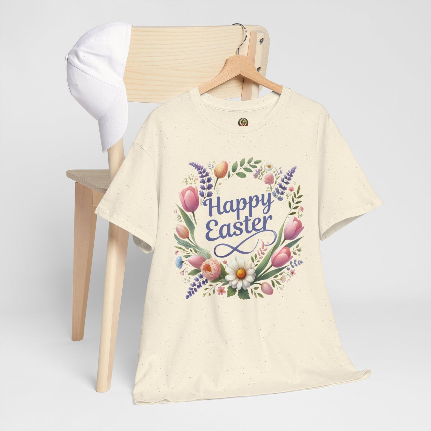 “Happy Easter” – Floral Wreath Unisex Tee 🌸🌿