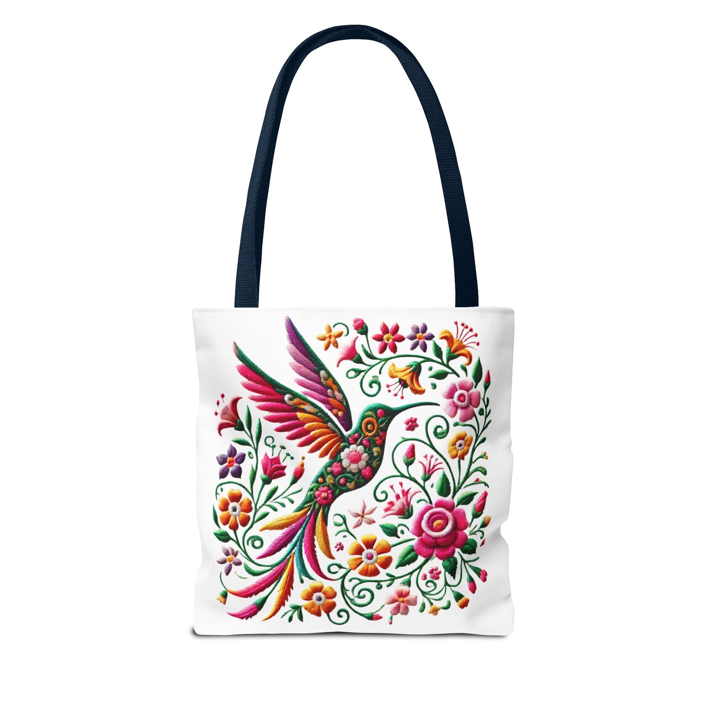 Hummingbird & Floral Embroidered-Style Tote Bag 🌸✨