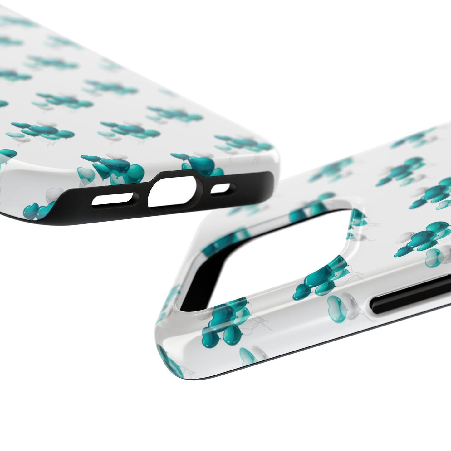 "Teal Heart Balloons" Tough Phone Case