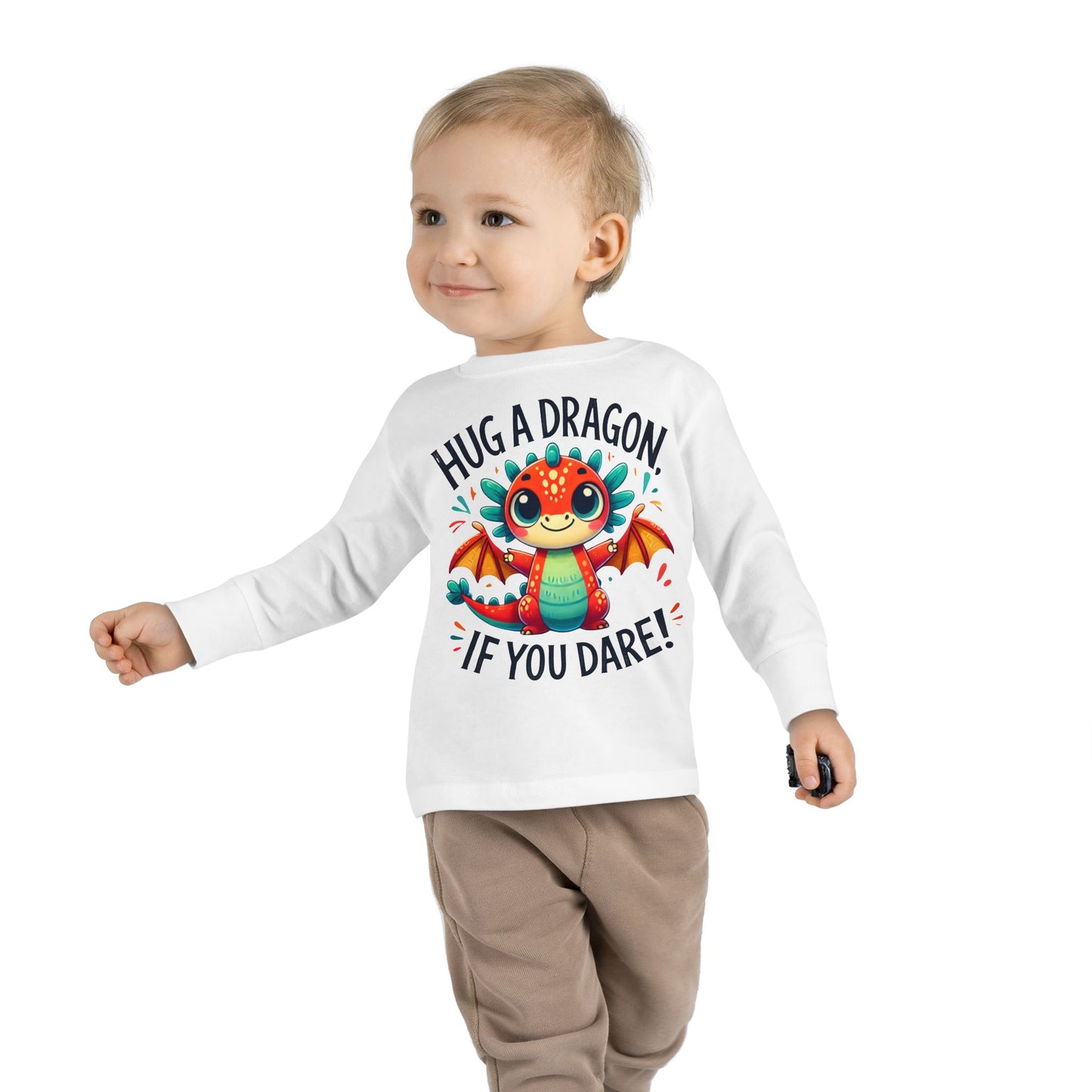 Hug a Dragon… If You Dare! 🐉🔥 Toddler Long Sleeve Tee