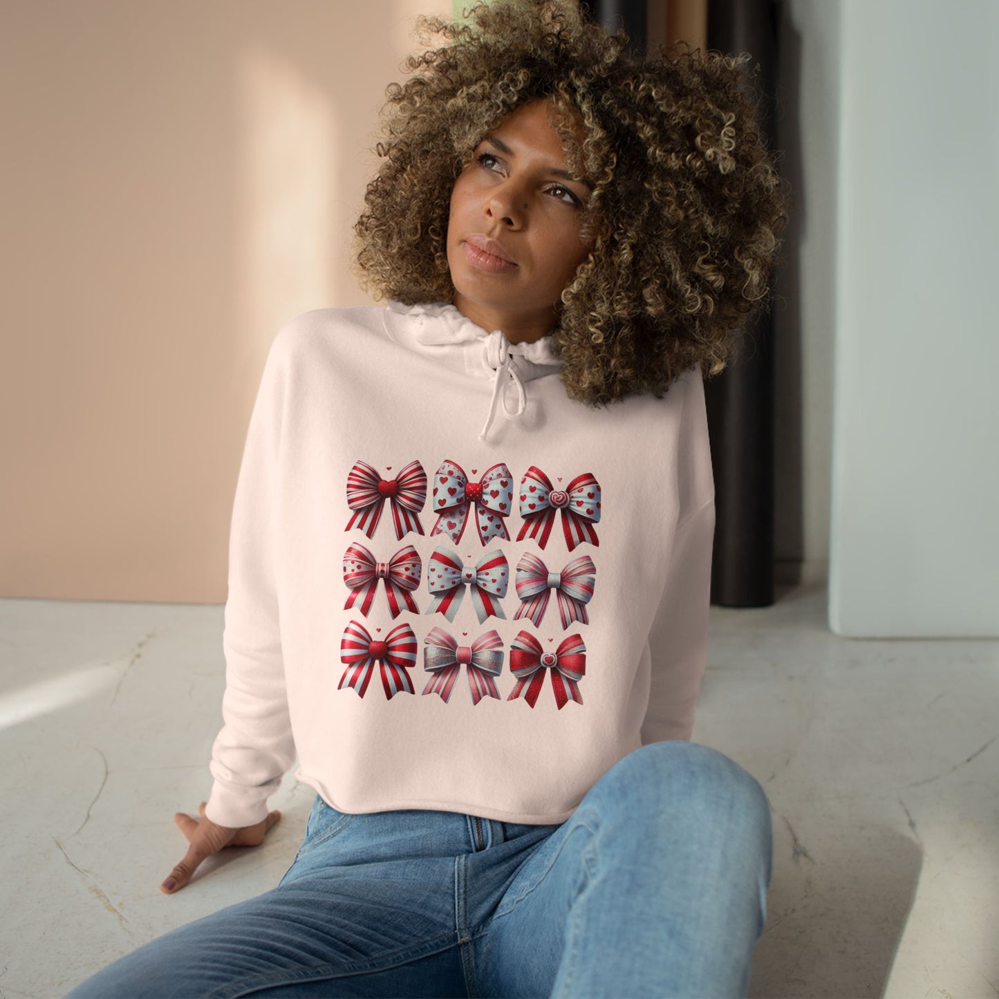 "Bowtifully Festive" Cropped Hoodie