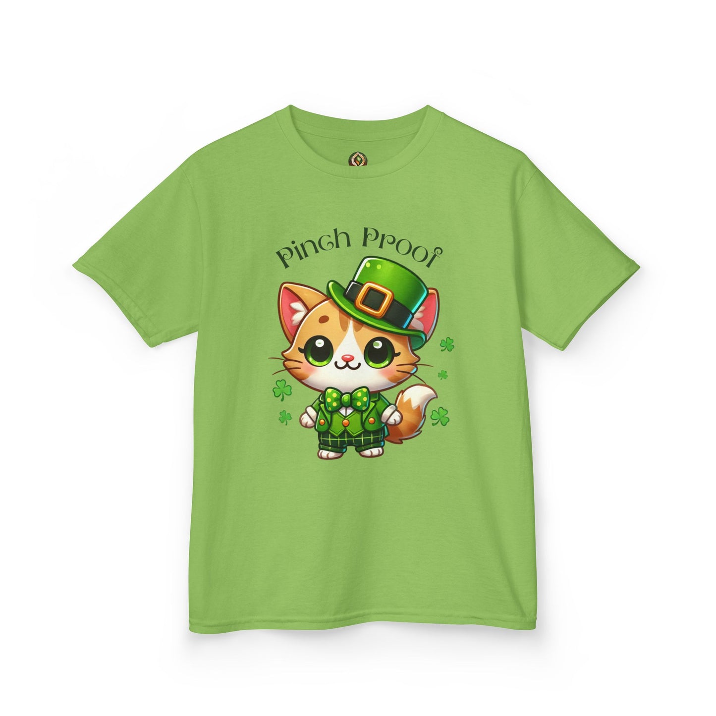 Pinch Proof Youth Heavy Cotton Tee – St. Patrick’s Day Lucky Cat 🍀😺