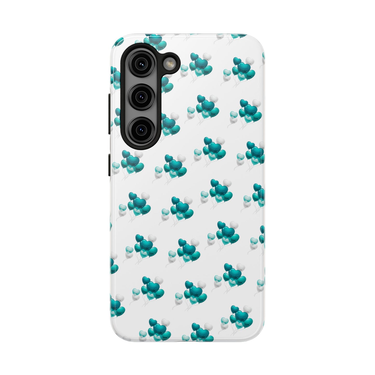 "Teal Heart Balloons" Tough Phone Case
