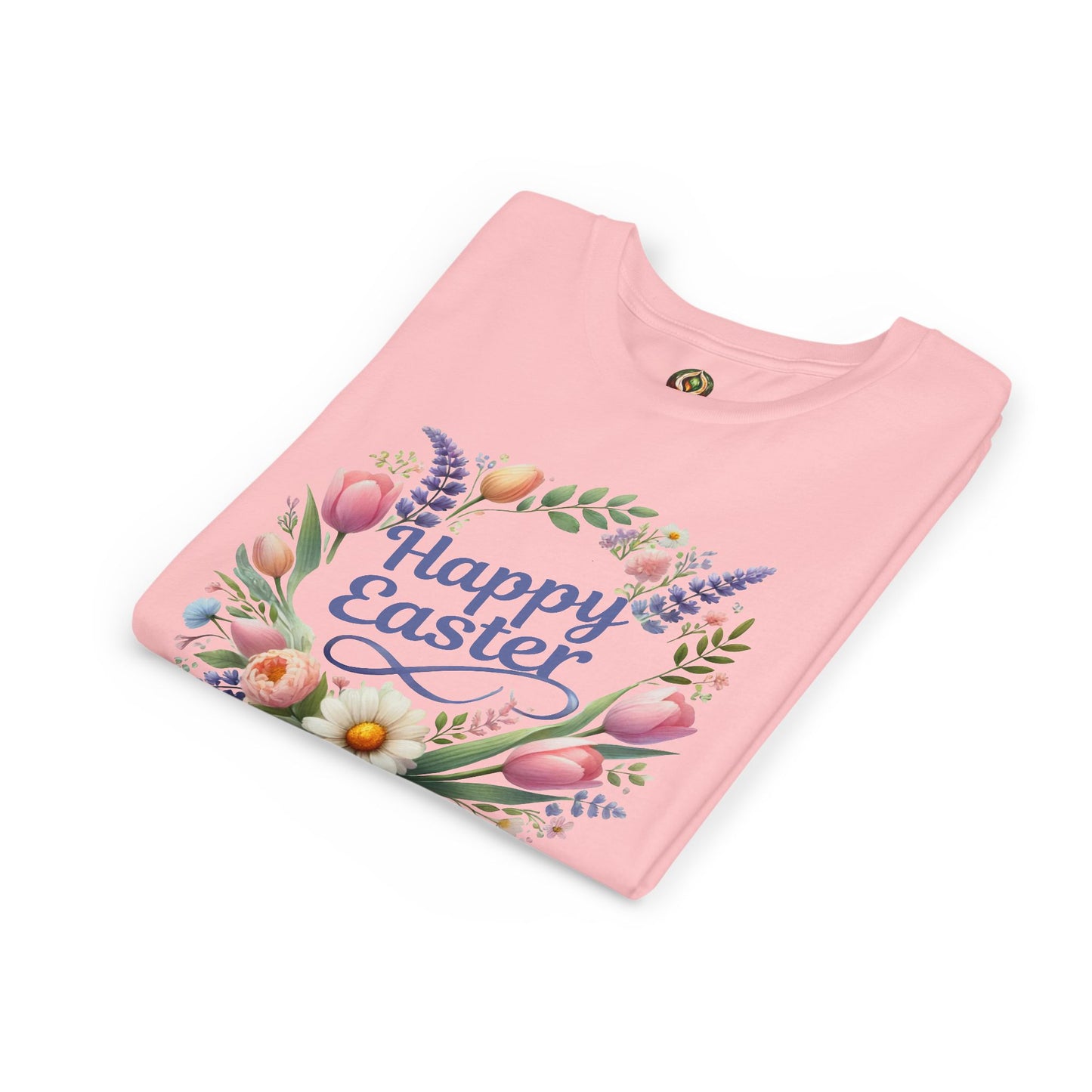 “Happy Easter” – Youth Floral Wreath Tee 🌼👕