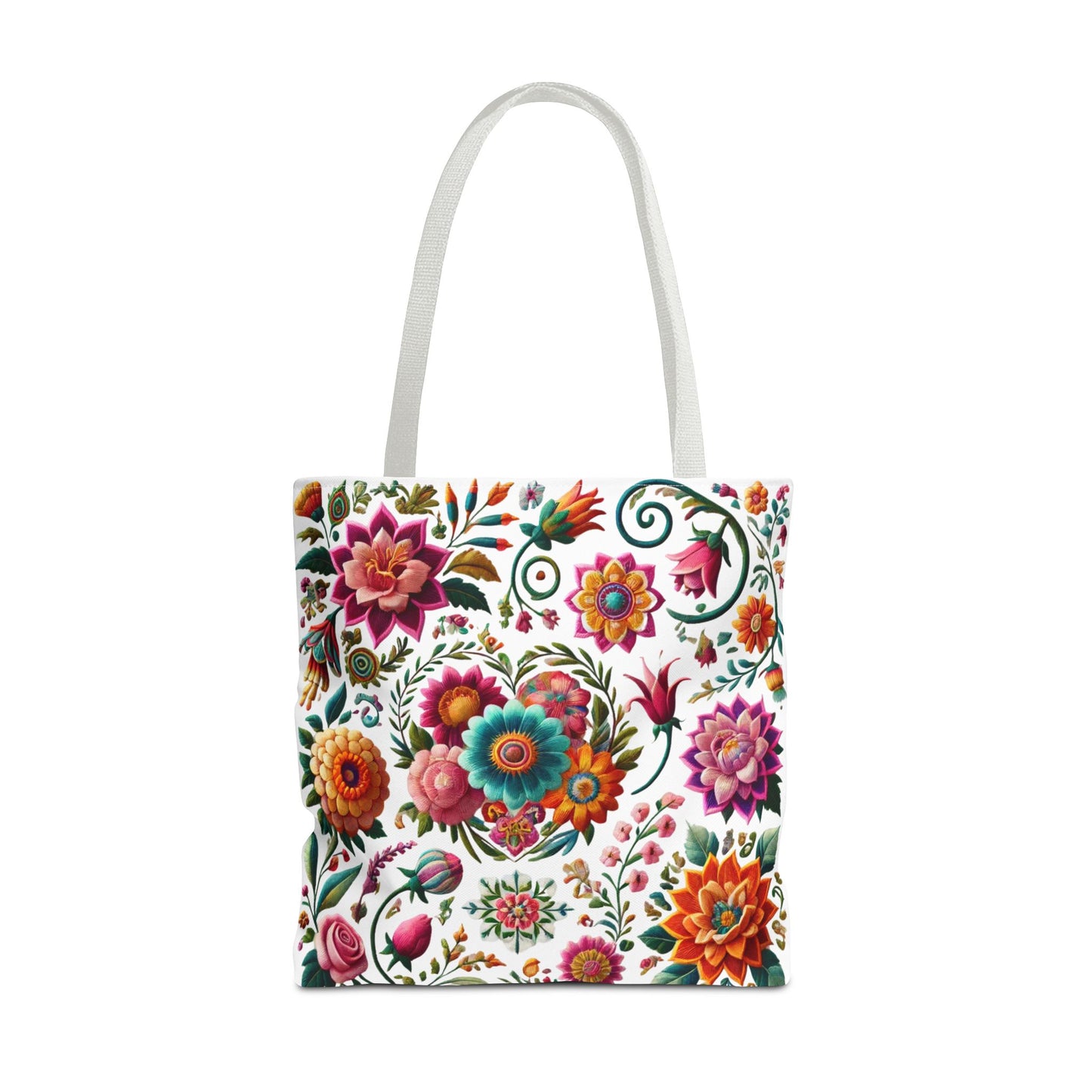 Vibrant Blooms Floral Embroidered-Style Tote Bag ๐ธ ๐ฟ