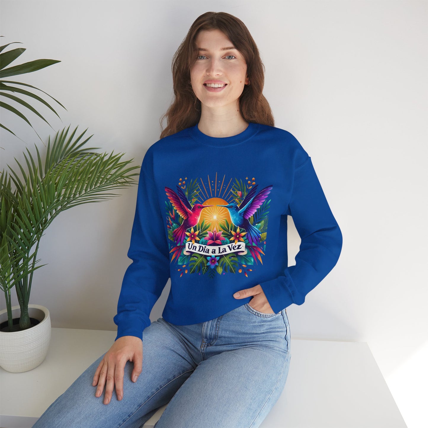 "Un Día a La Vez" Tropical Sunrise Crewneck Sweatshirt