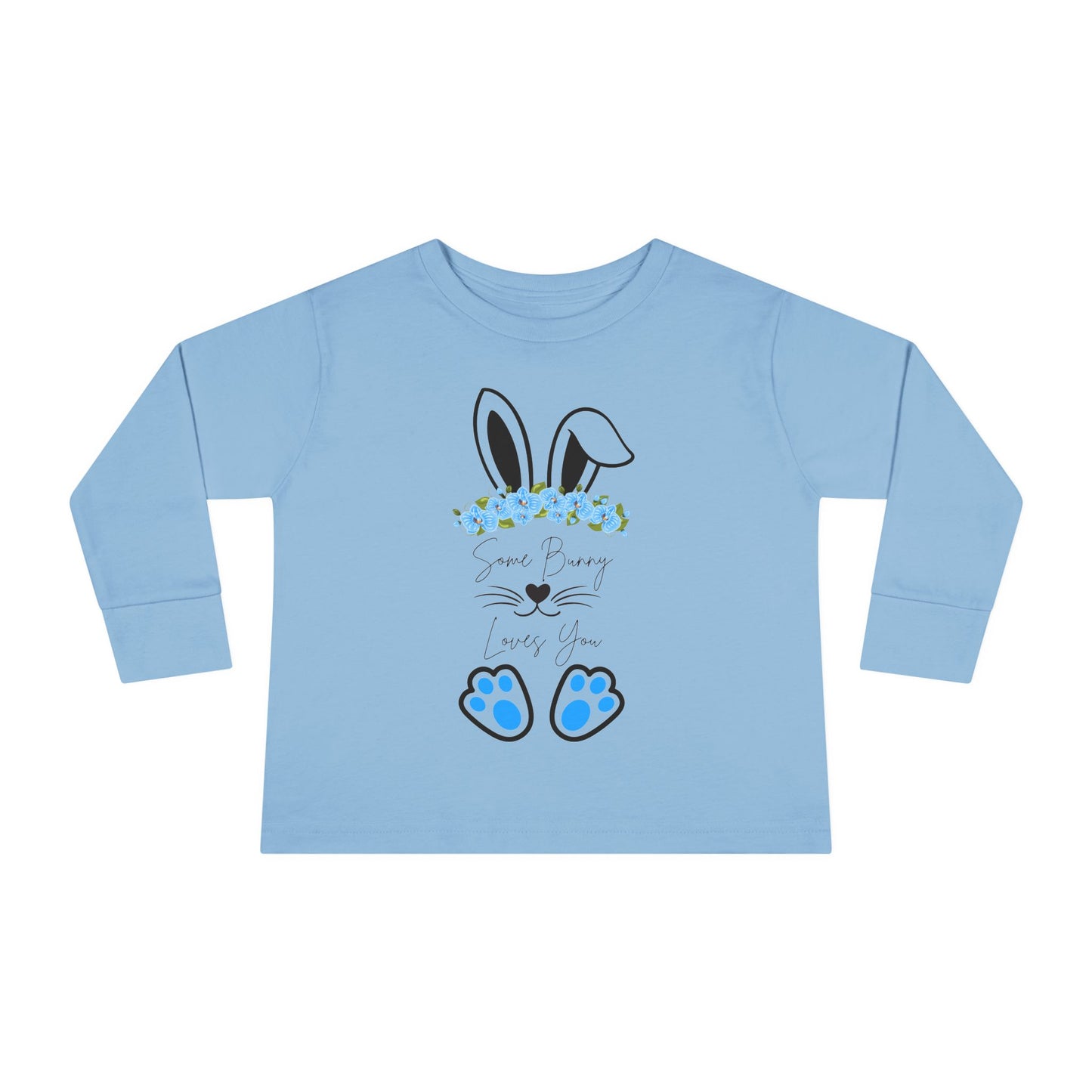 โSome Bunny Loves Youโ โ Toddler Long Sleeve Tee (Blue Floral) ๐๐