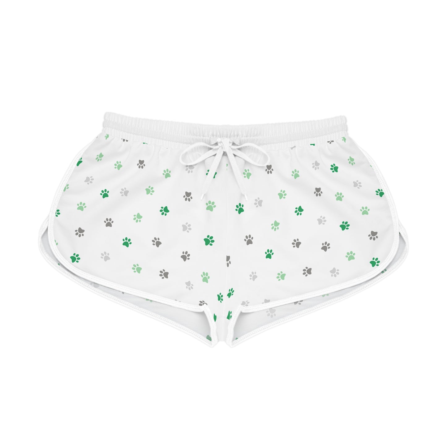 Lucky Paw Relaxed Shorts – Green & Gray Paw Print