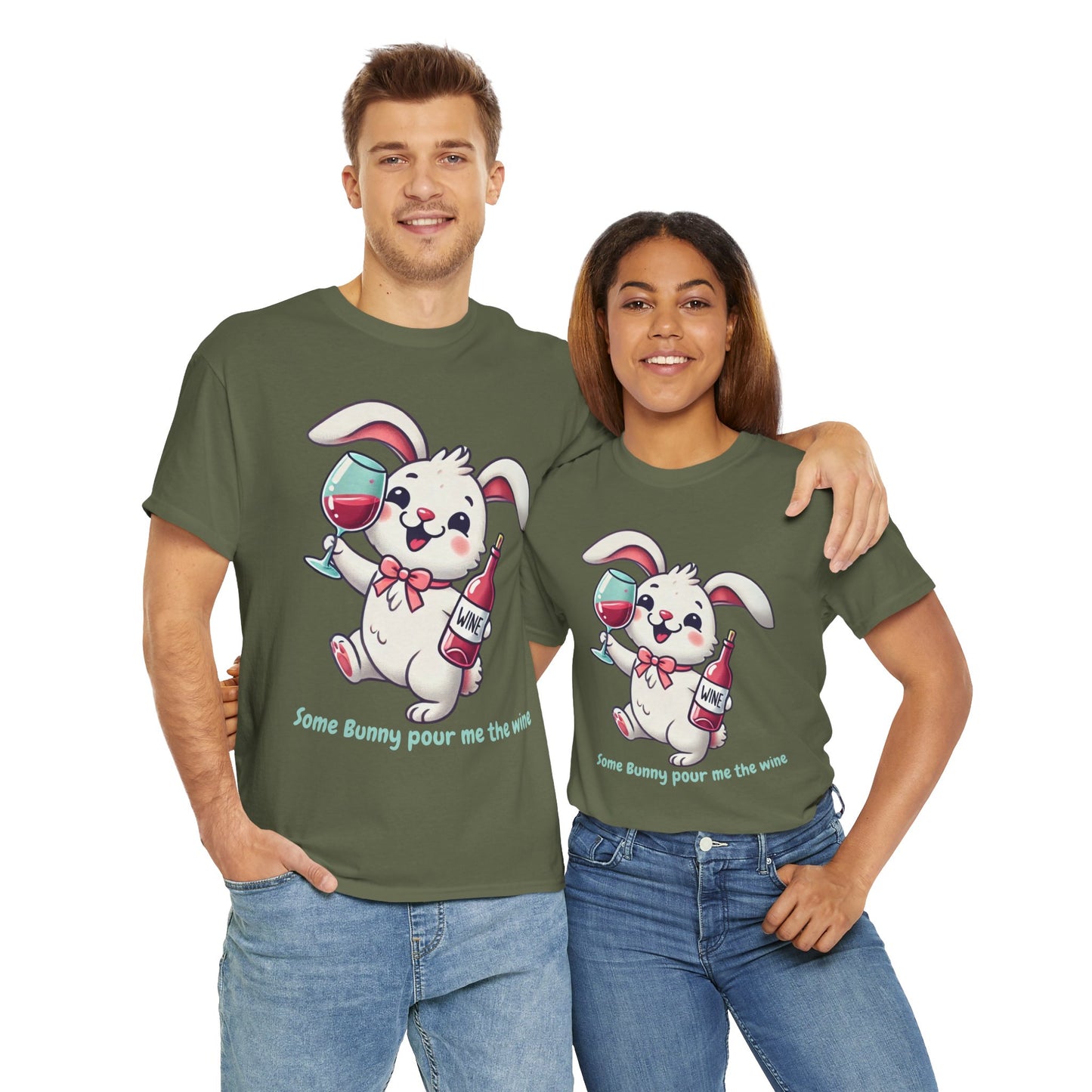 Some Bunny Pour Me the Wine – Unisex Heavy Cotton Tee 🐰🍷