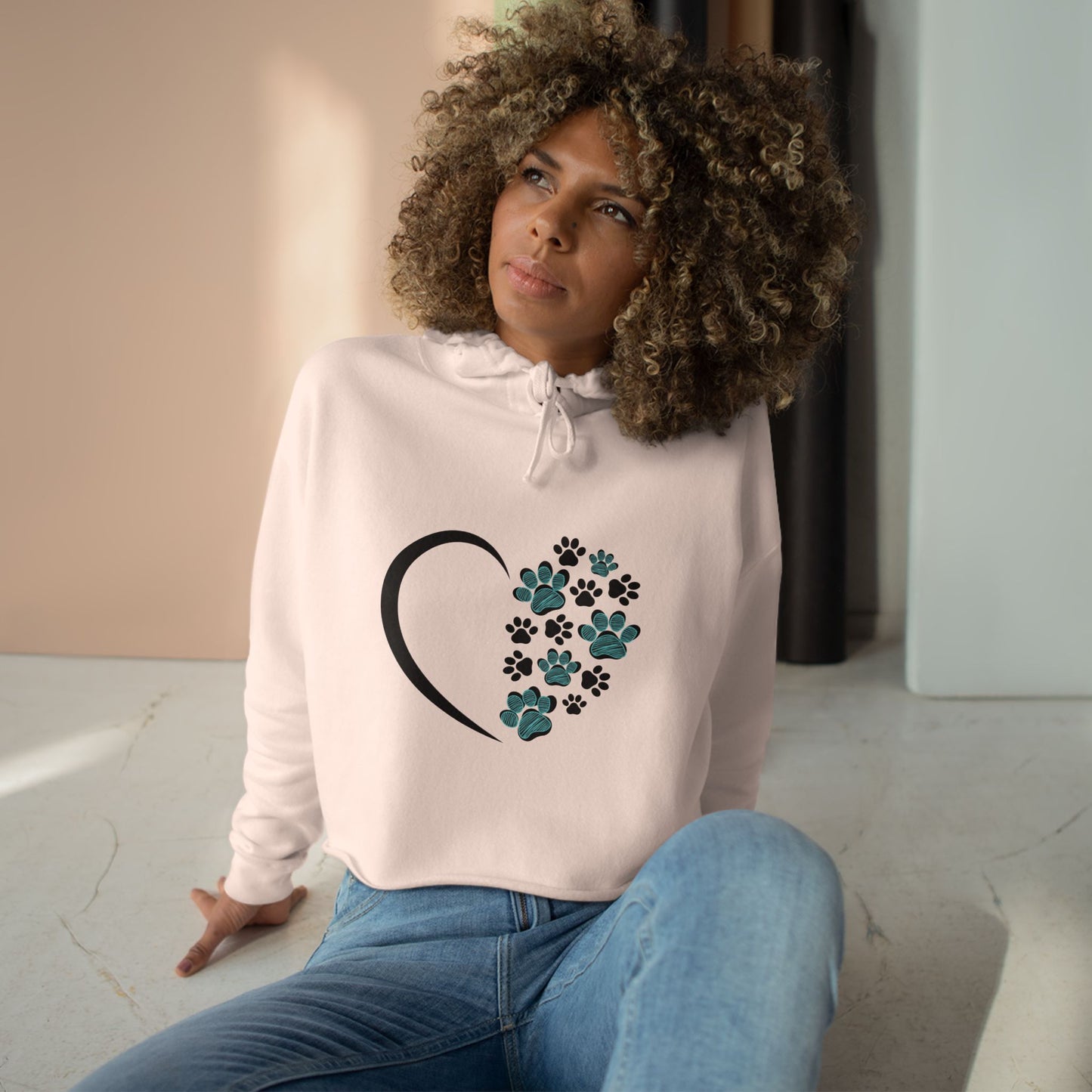 "Paws & Love" Cropped Hoodie