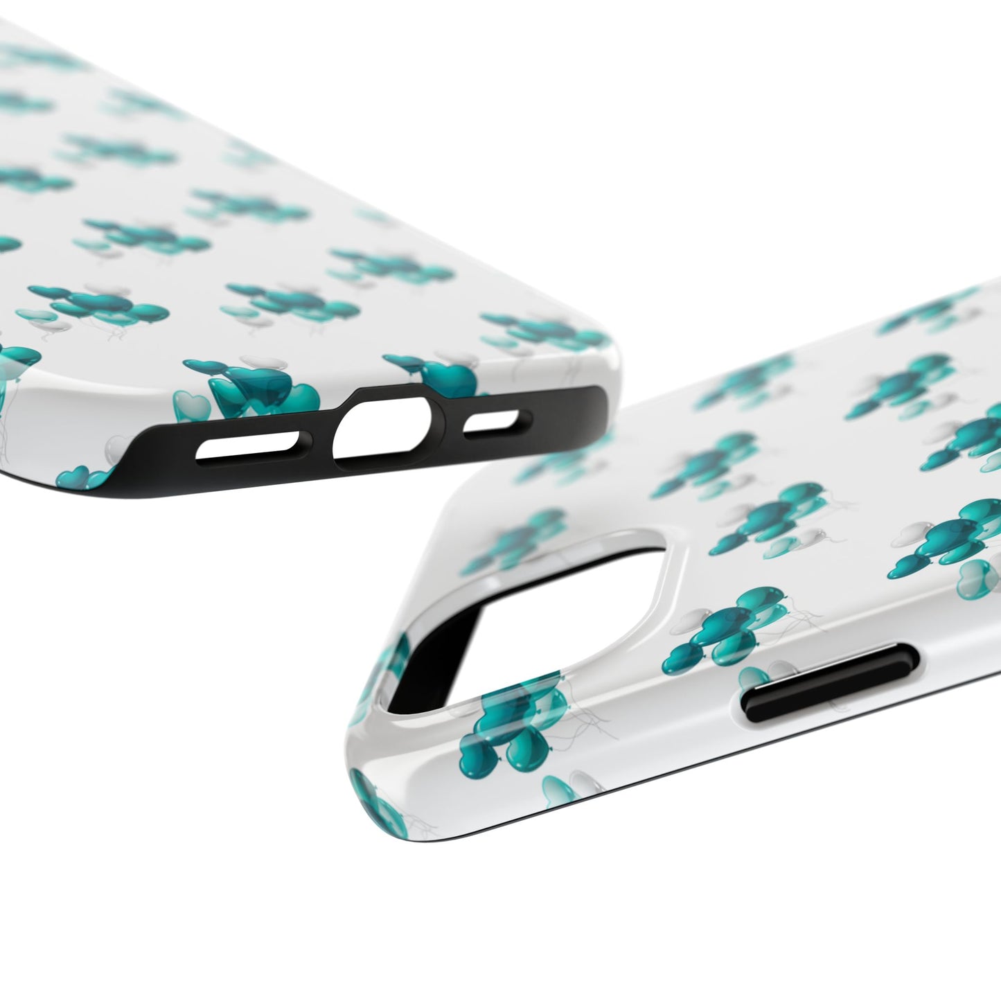 "Teal Heart Balloons" Tough Phone Case