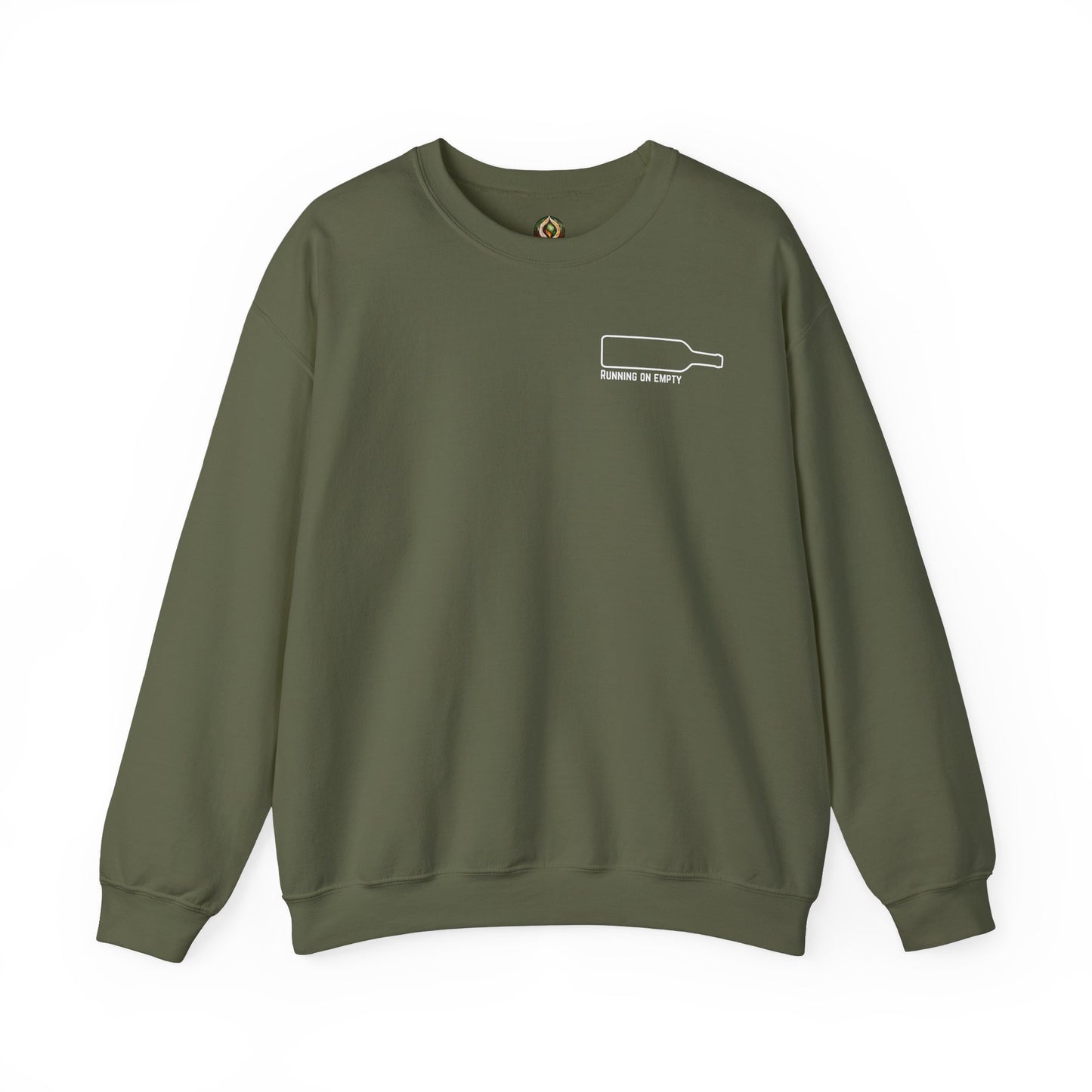 "Running on Empty" Unisex Crewneck Sweatshirt (Dark Humor Edition)