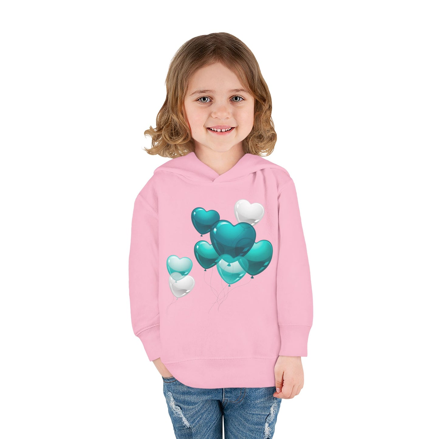 "Heartful Teal Balloons" Toddler Hoodie