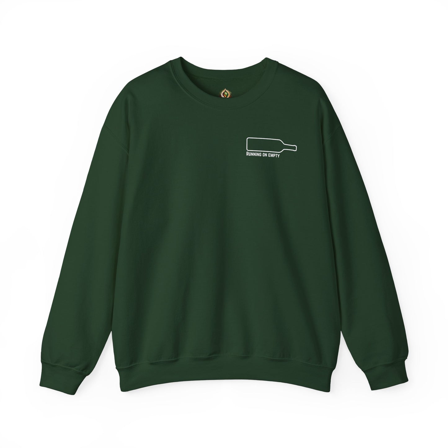 "Running on Empty" Unisex Crewneck Sweatshirt (Dark Humor Edition)