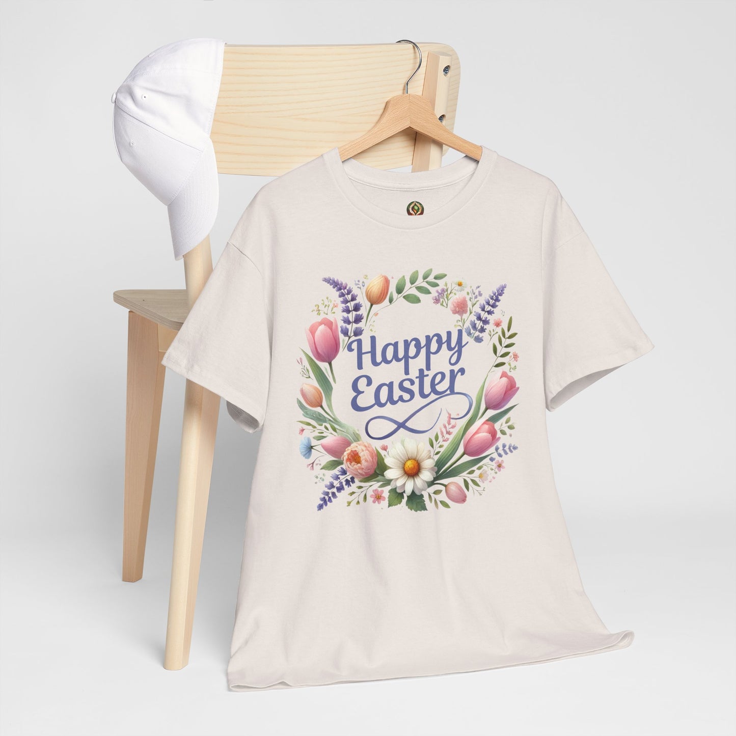 “Happy Easter” – Floral Wreath Unisex Tee 🌸🌿