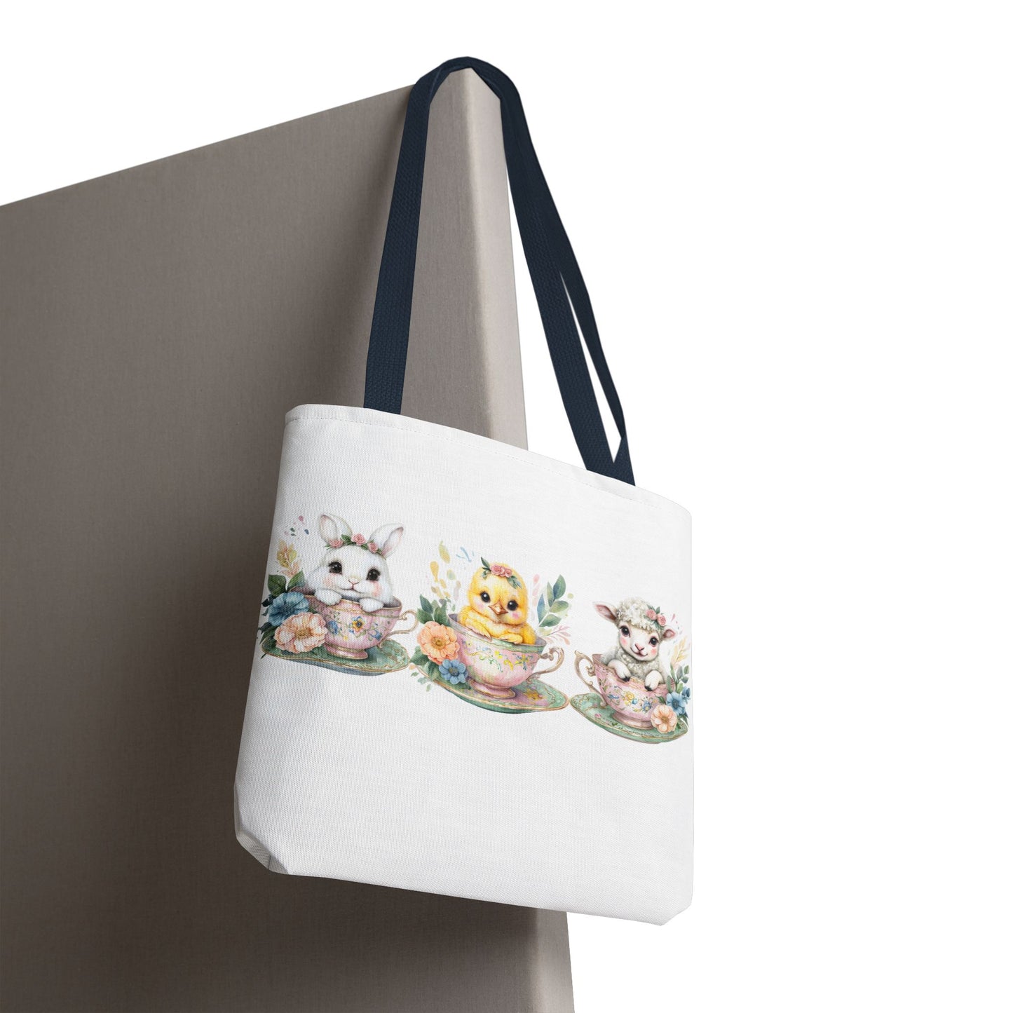 “Springtime Sippers” – Easter Teacup Cuties Tote Bag 🐰🐣🐑