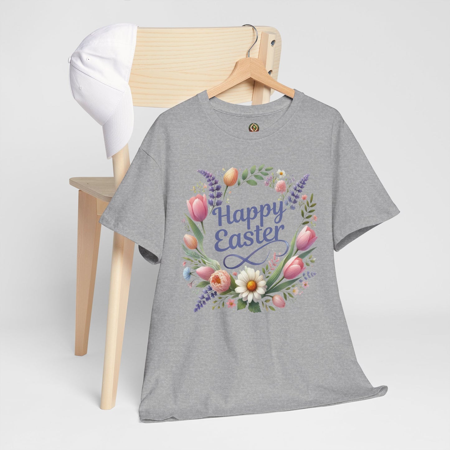 “Happy Easter” – Floral Wreath Unisex Tee 🌸🌿