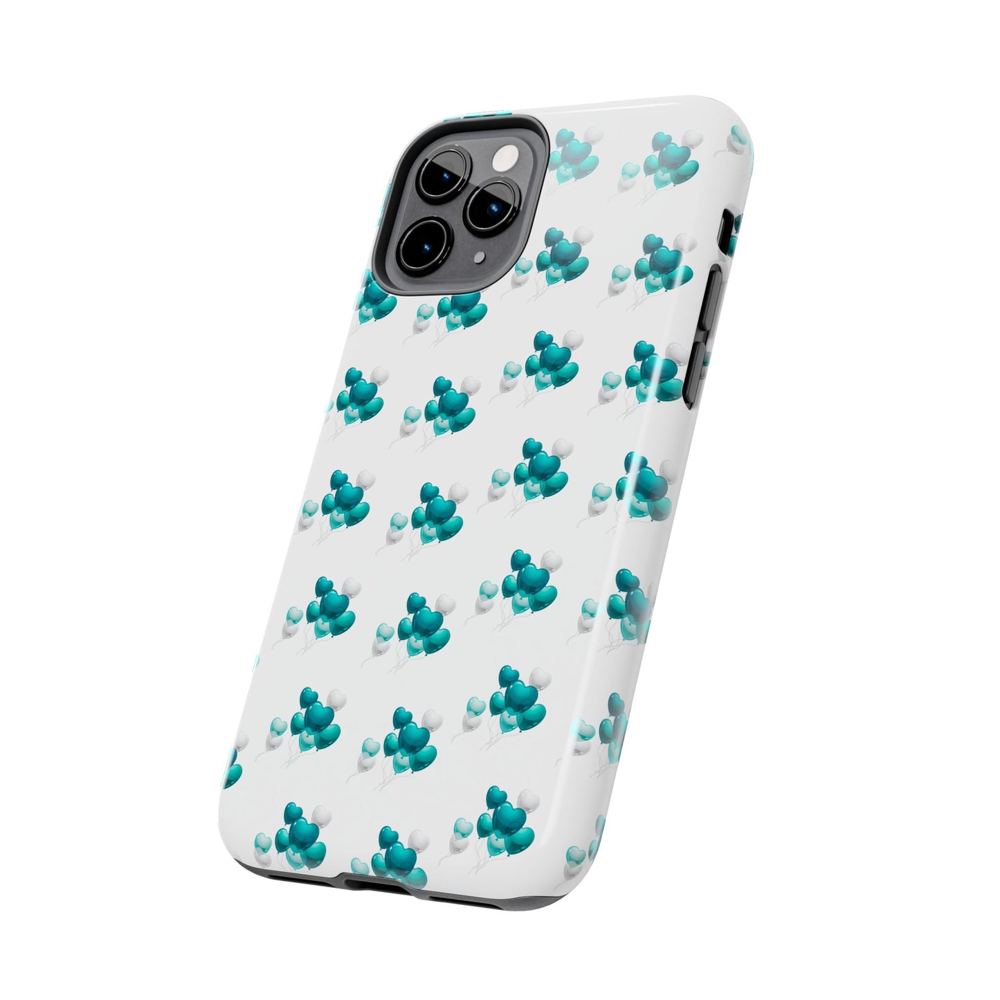 "Teal Heart Balloons" Tough Phone Case