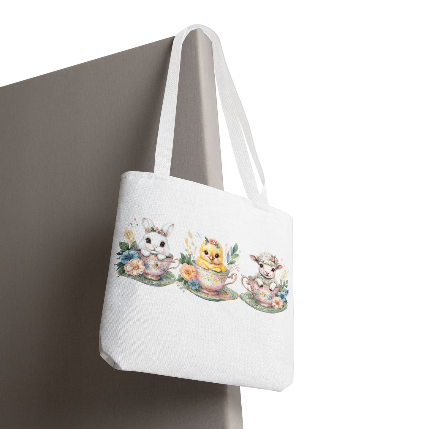 “Springtime Sippers” – Easter Teacup Cuties Tote Bag 🐰🐣🐑