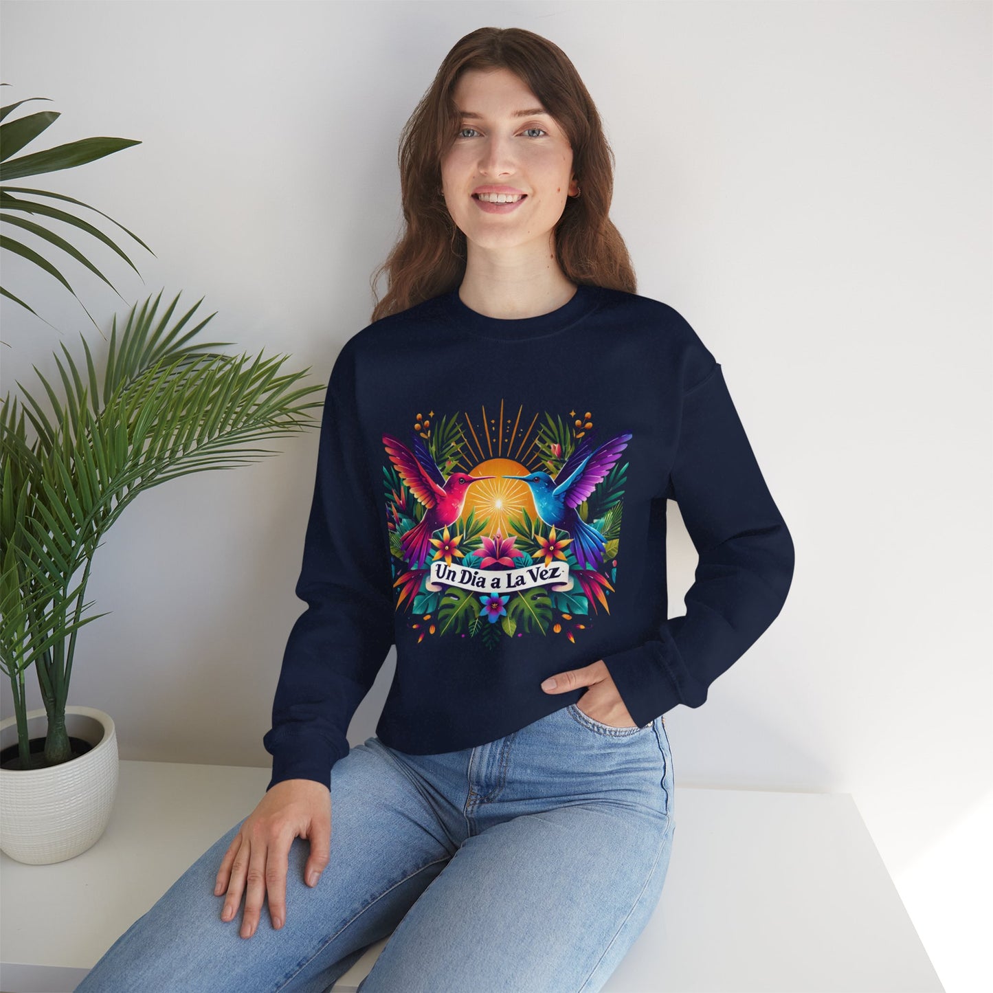 "Un Día a La Vez" Tropical Sunrise Crewneck Sweatshirt