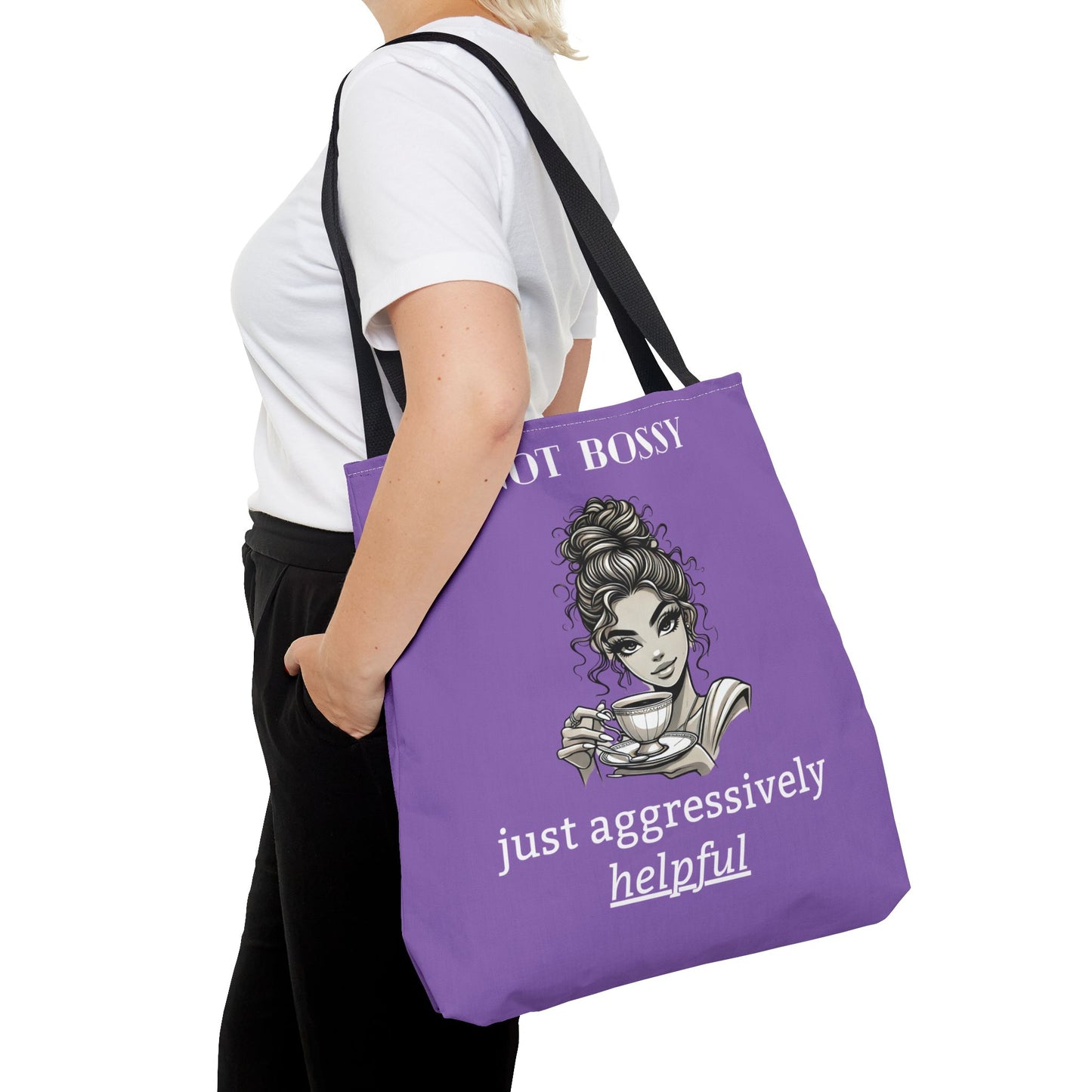 💜 Not Bossy, Just Aggressively Helpful – Statement Tote Bag