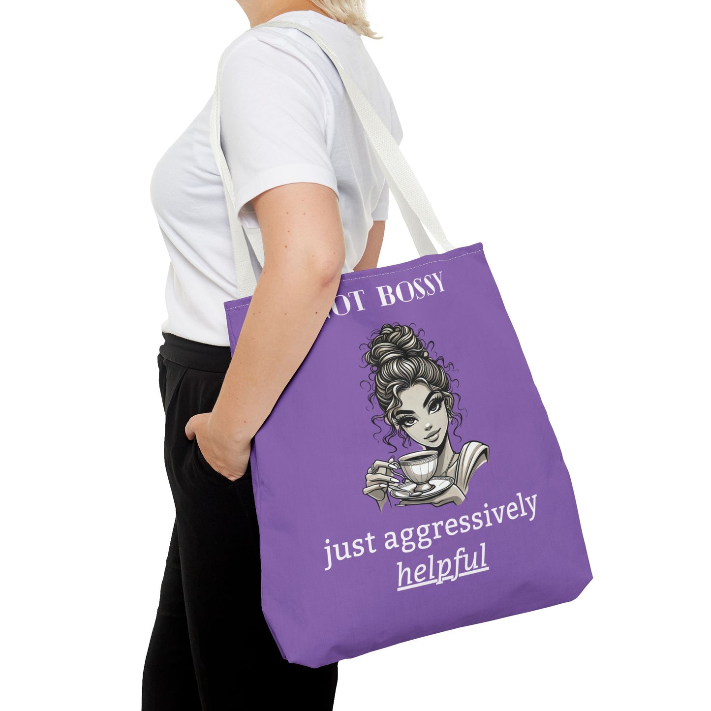 💜 Not Bossy, Just Aggressively Helpful – Statement Tote Bag
