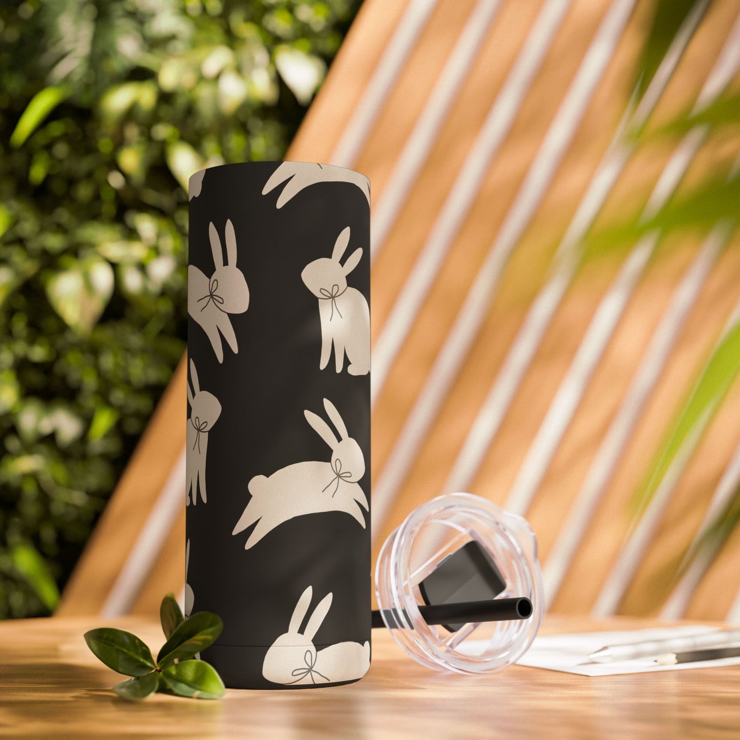 Hop Into Hydration – 20oz Matte Skinny Tumbler 🐰🖤 (Available in Multiple Colors!)