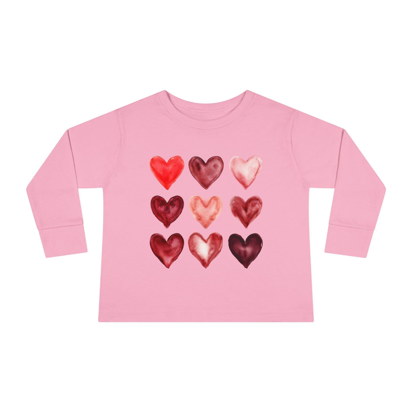"Layered in Love" Watercolor Heart Toddler Long-Sleeve Tee