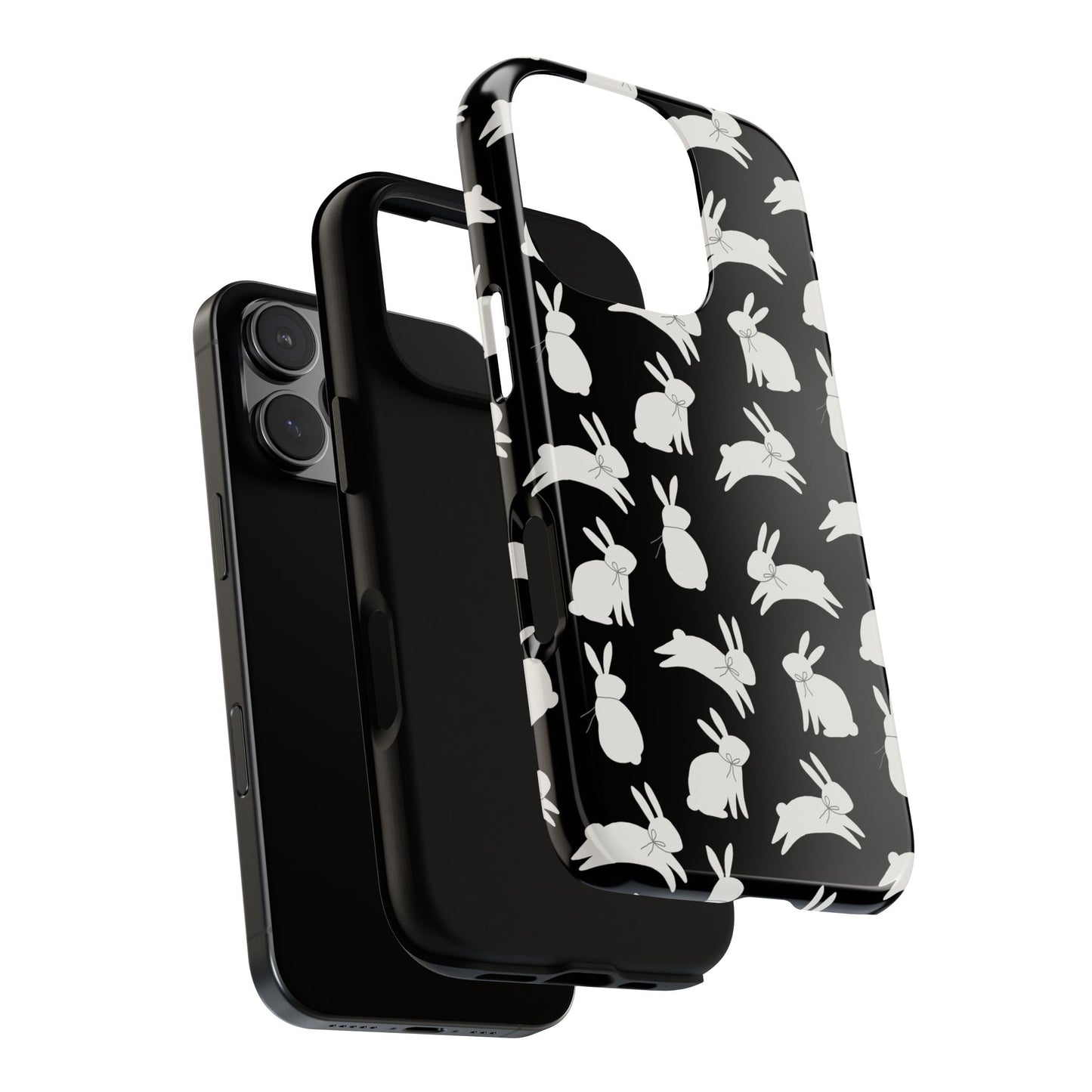Hop-Proof Style – Bunny Pattern Tough Phone Case 🖤🐰
