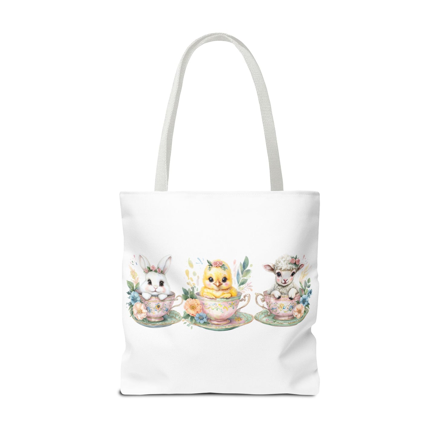 “Springtime Sippers” – Easter Teacup Cuties Tote Bag 🐰🐣🐑