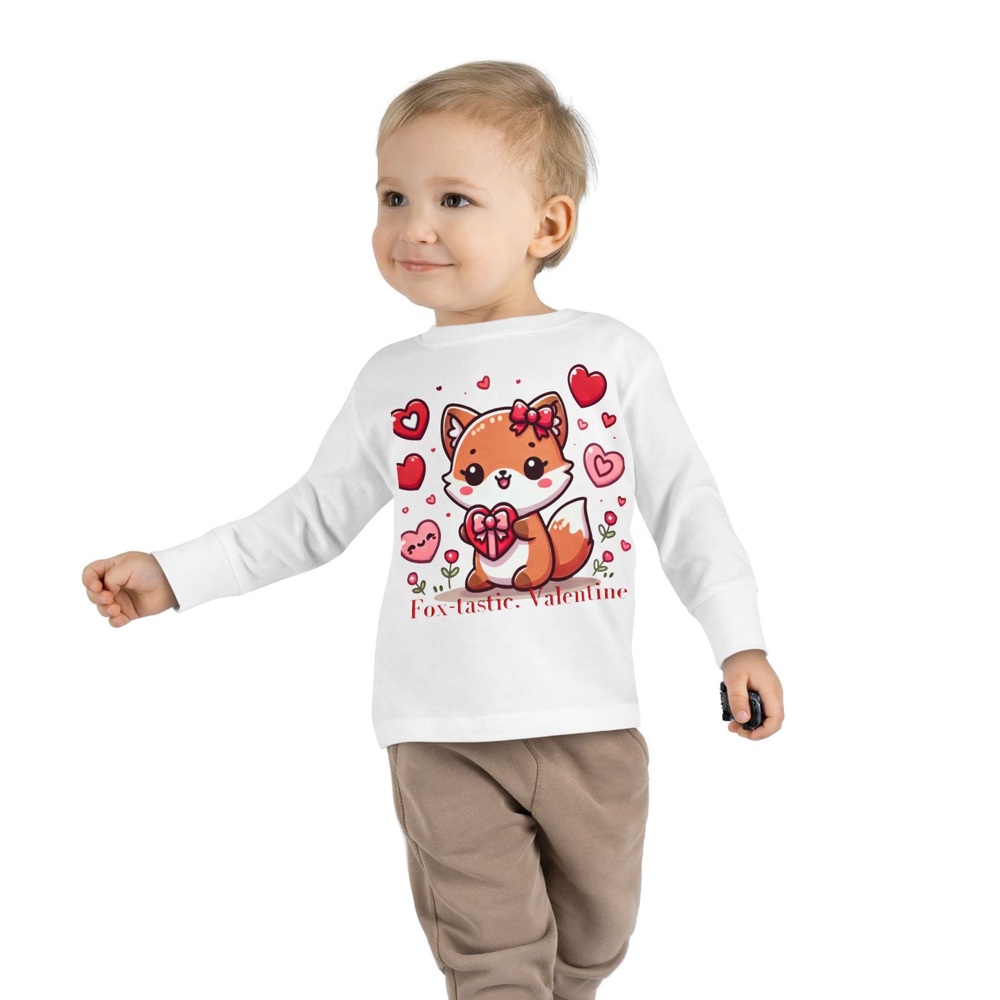 "Fox-tastic, Valentine" Toddler Long Sleeve Tee