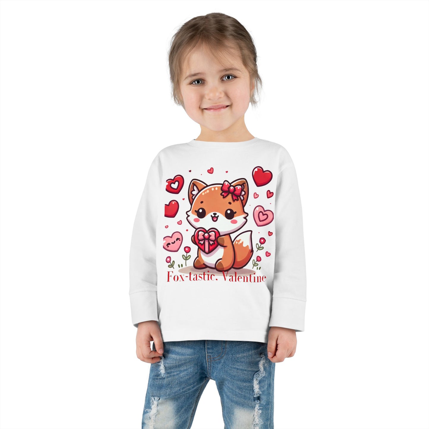 "Fox-tastic, Valentine" Toddler Long Sleeve Tee