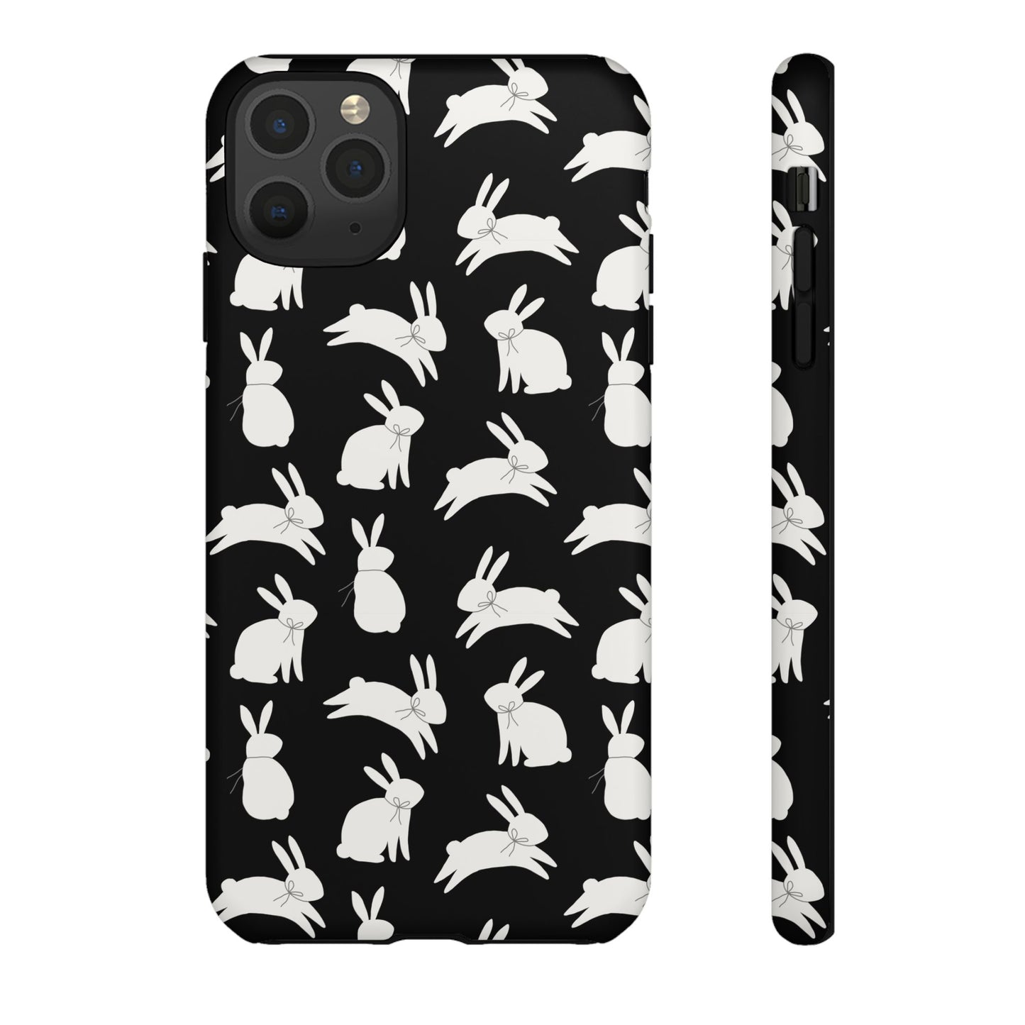 Hop-Proof Style – Bunny Pattern Tough Phone Case 🖤🐰