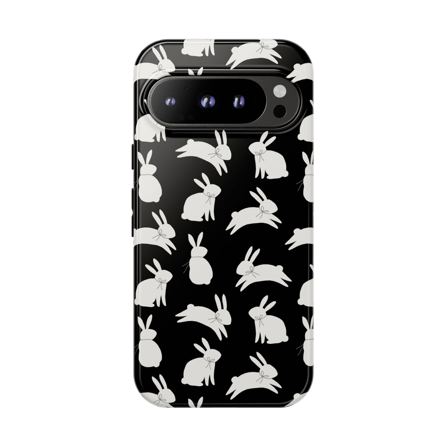 Hop-Proof Style – Bunny Pattern Tough Phone Case 🖤🐰