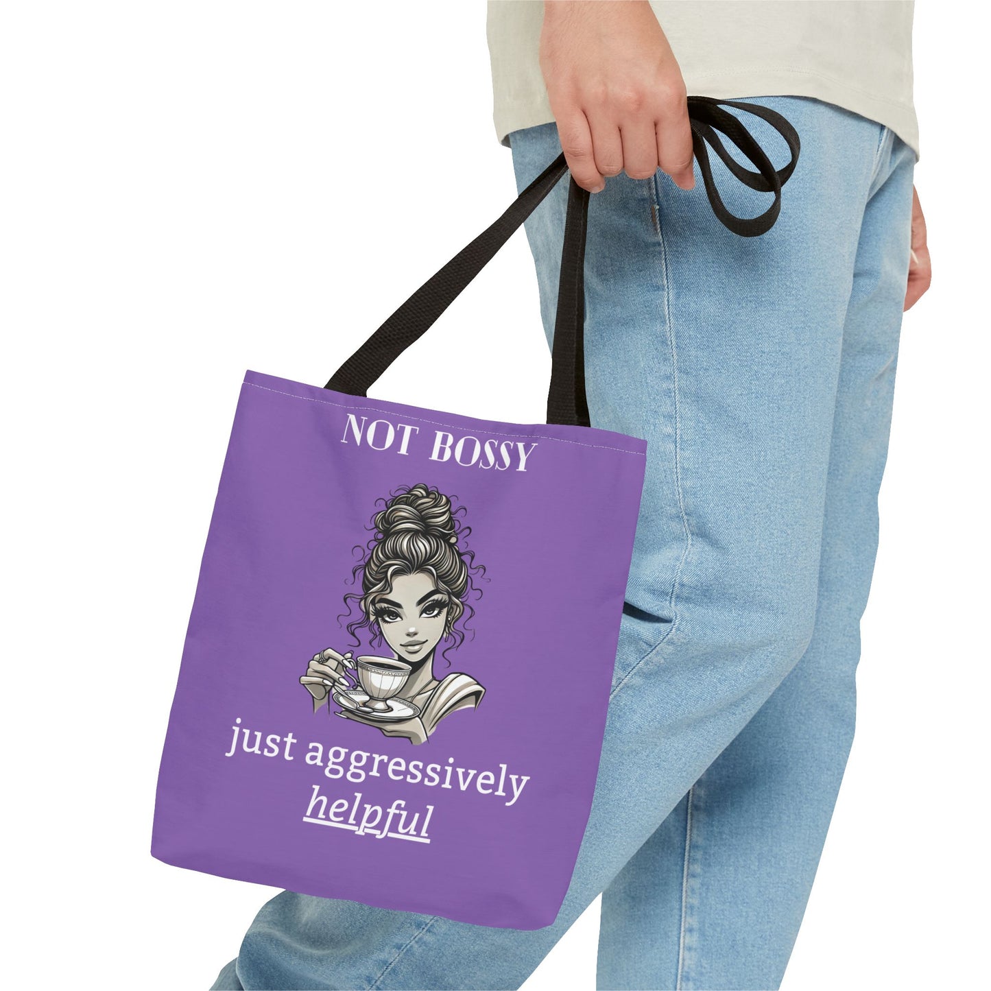 💜 Not Bossy, Just Aggressively Helpful – Statement Tote Bag