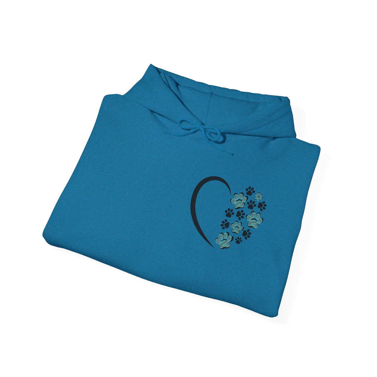 Paw Heart Unisex Hoodie  – Teal & Black Paw Prints