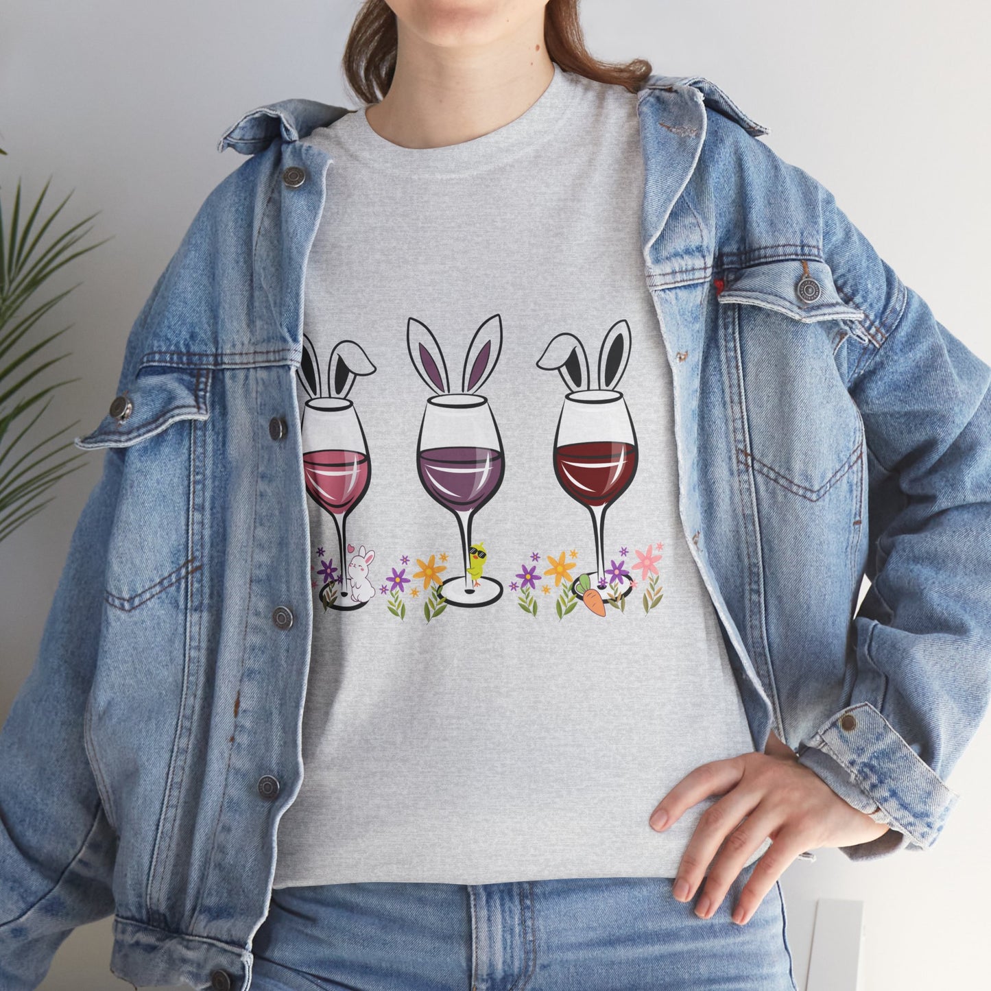 Bunny Ears & Wine Cheers – Unisex Heavy Cotton Tee 🍷🐰