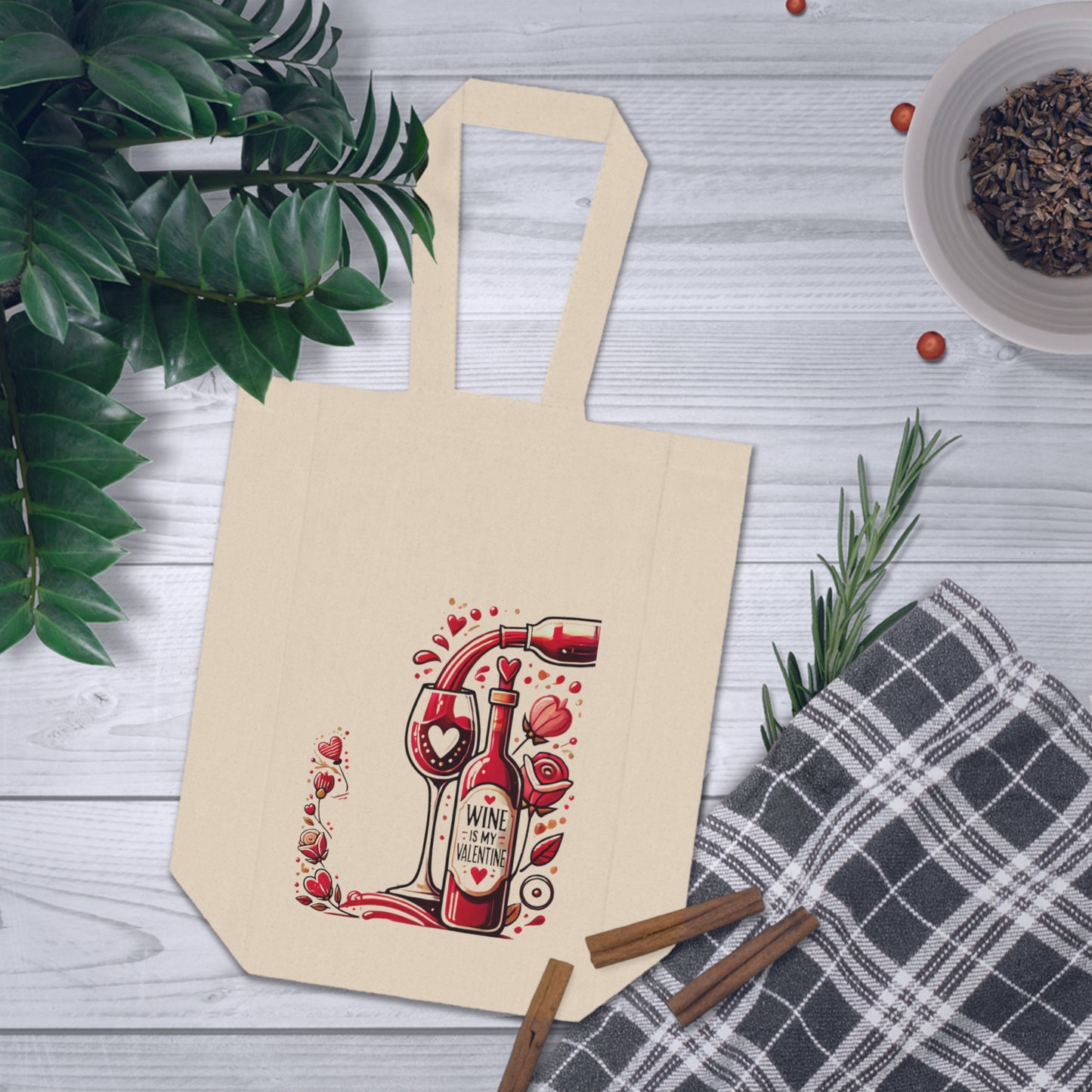 Wine Is My Valentine—Romantic Double Wine Tote Bag