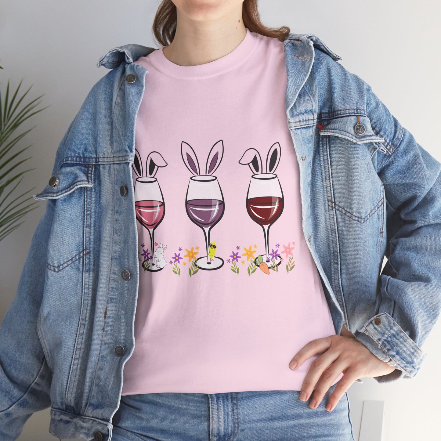 Bunny Ears & Wine Cheers – Unisex Heavy Cotton Tee 🍷🐰