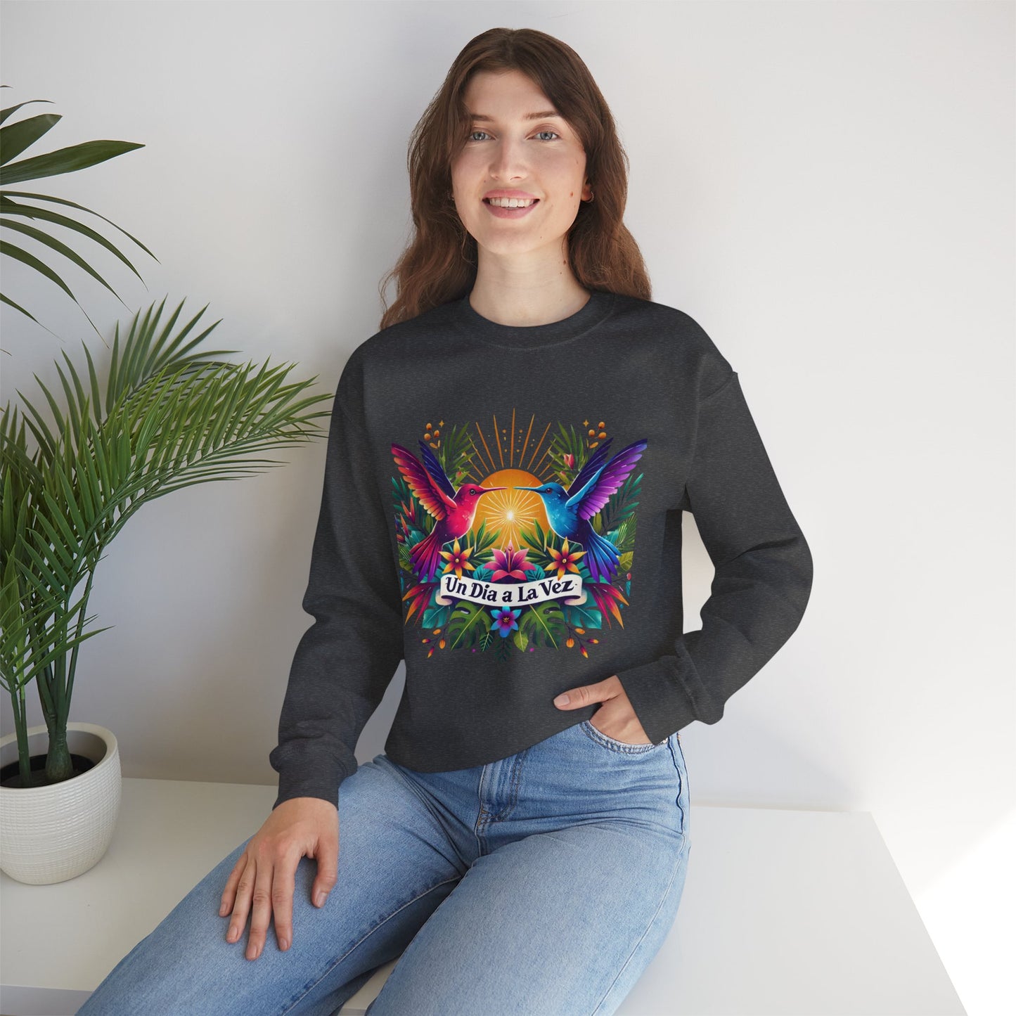 "Un Día a La Vez" Tropical Sunrise Crewneck Sweatshirt
