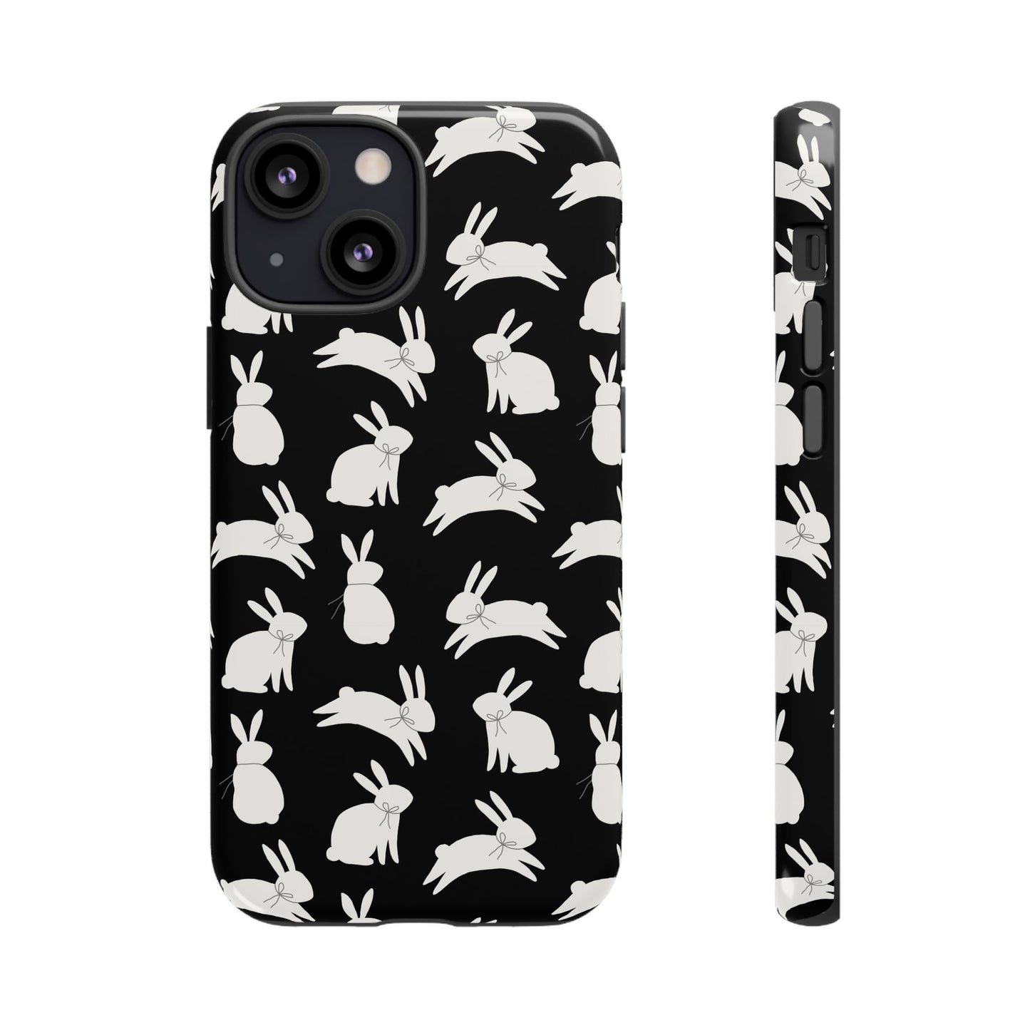 Hop-Proof Style – Bunny Pattern Tough Phone Case 🖤🐰
