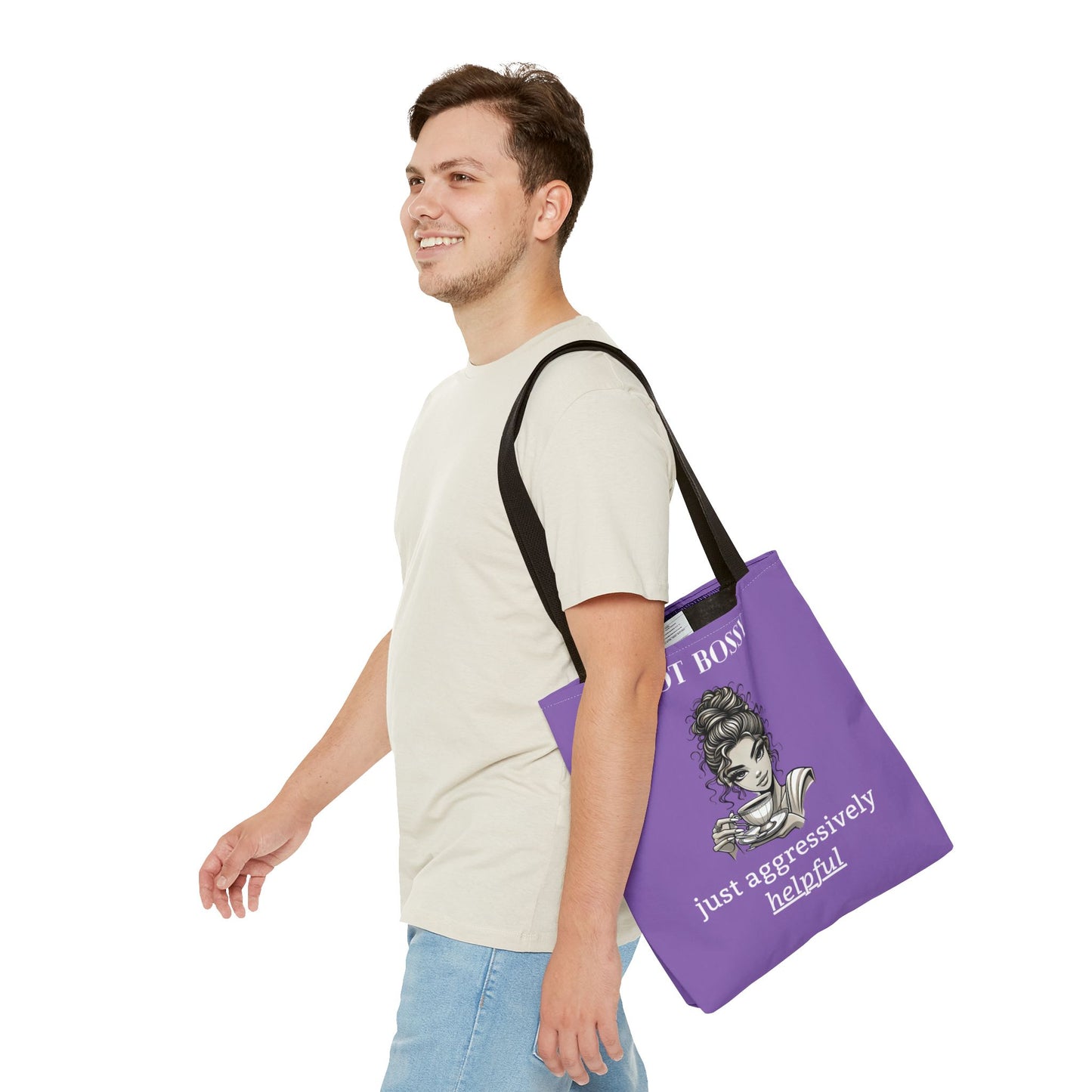 💜 Not Bossy, Just Aggressively Helpful – Statement Tote Bag