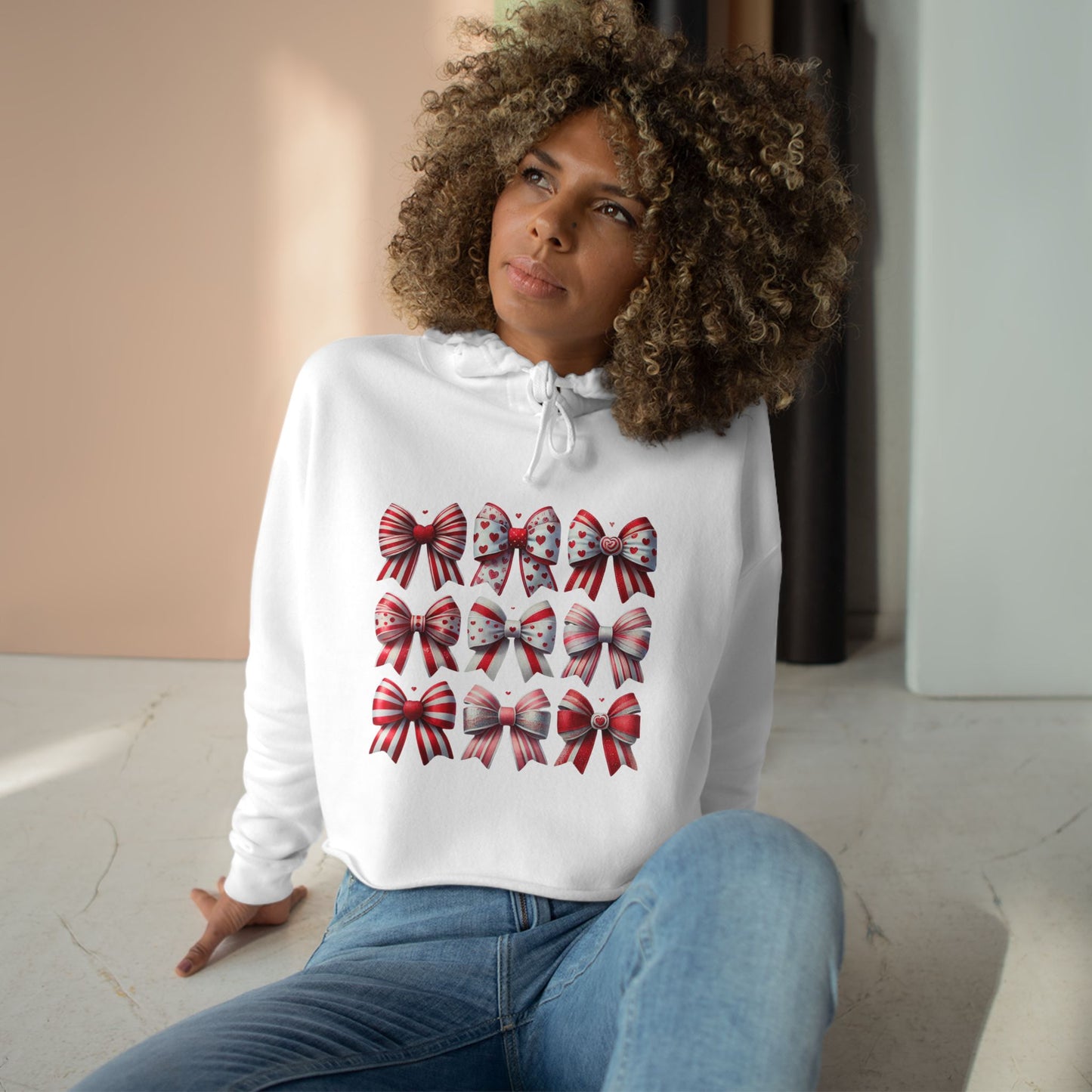 "Bowtifully Festive" Cropped Hoodie